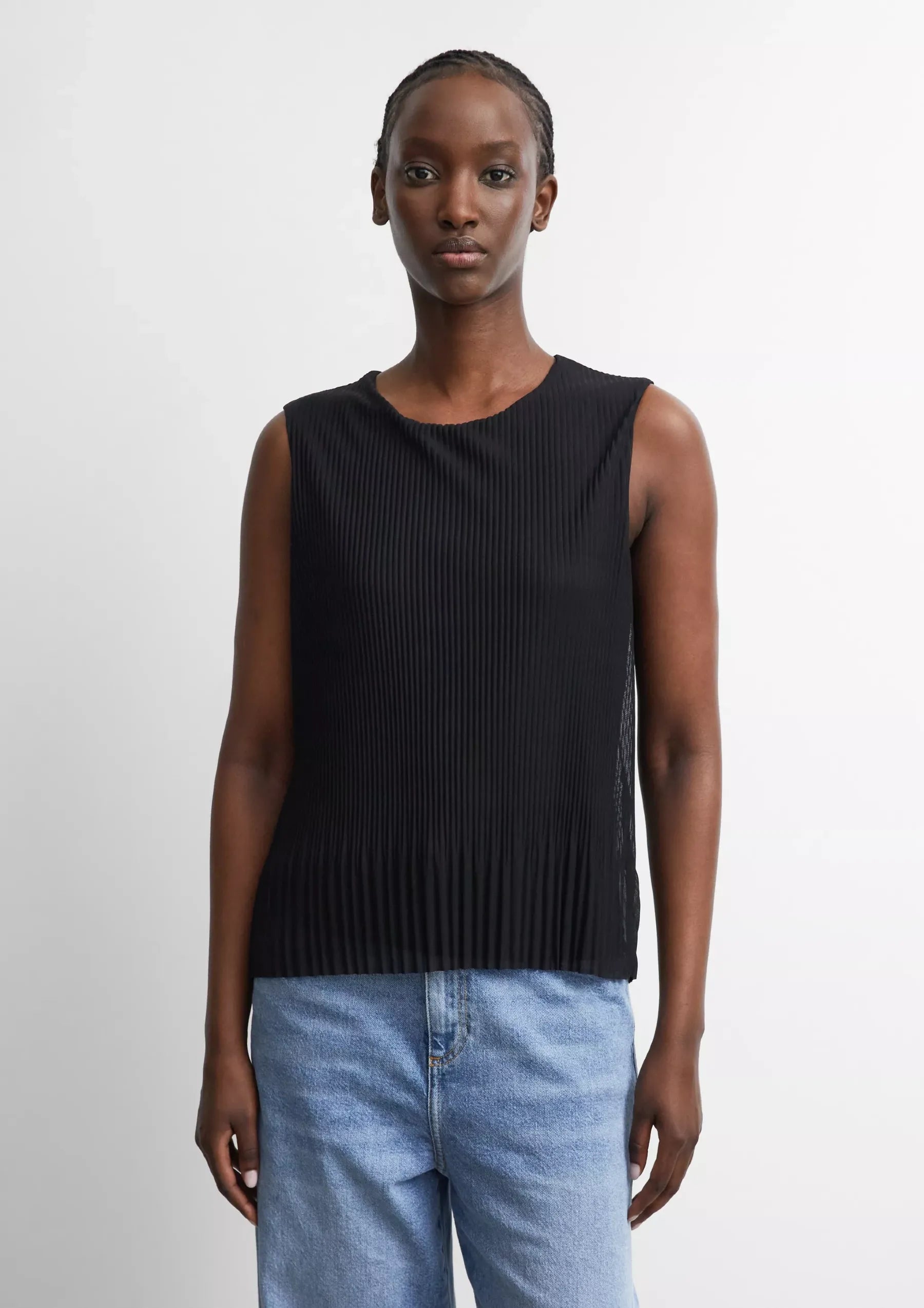 Plissiertes Mesh Top