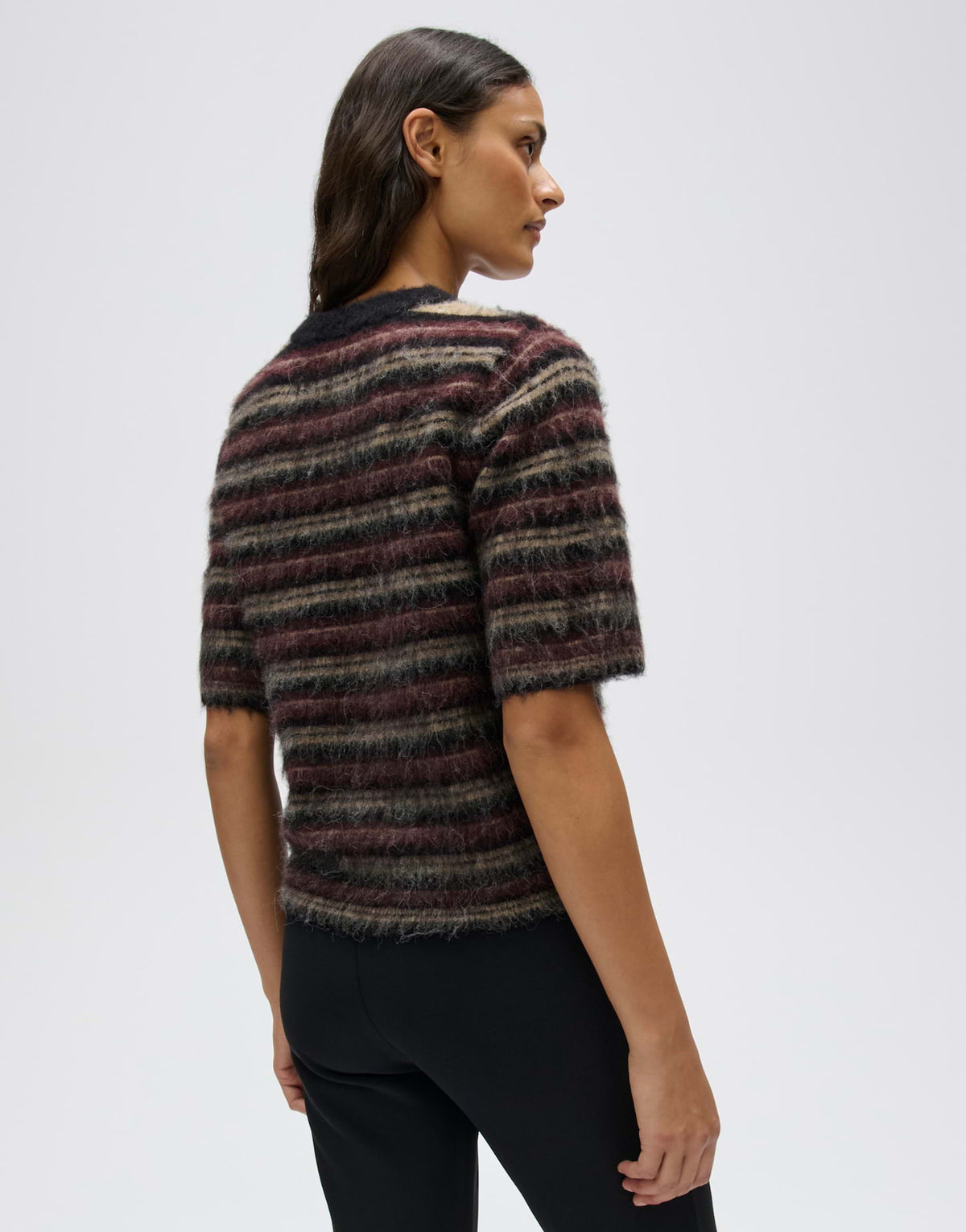 Kurzarm Strickpullover mit Streifen