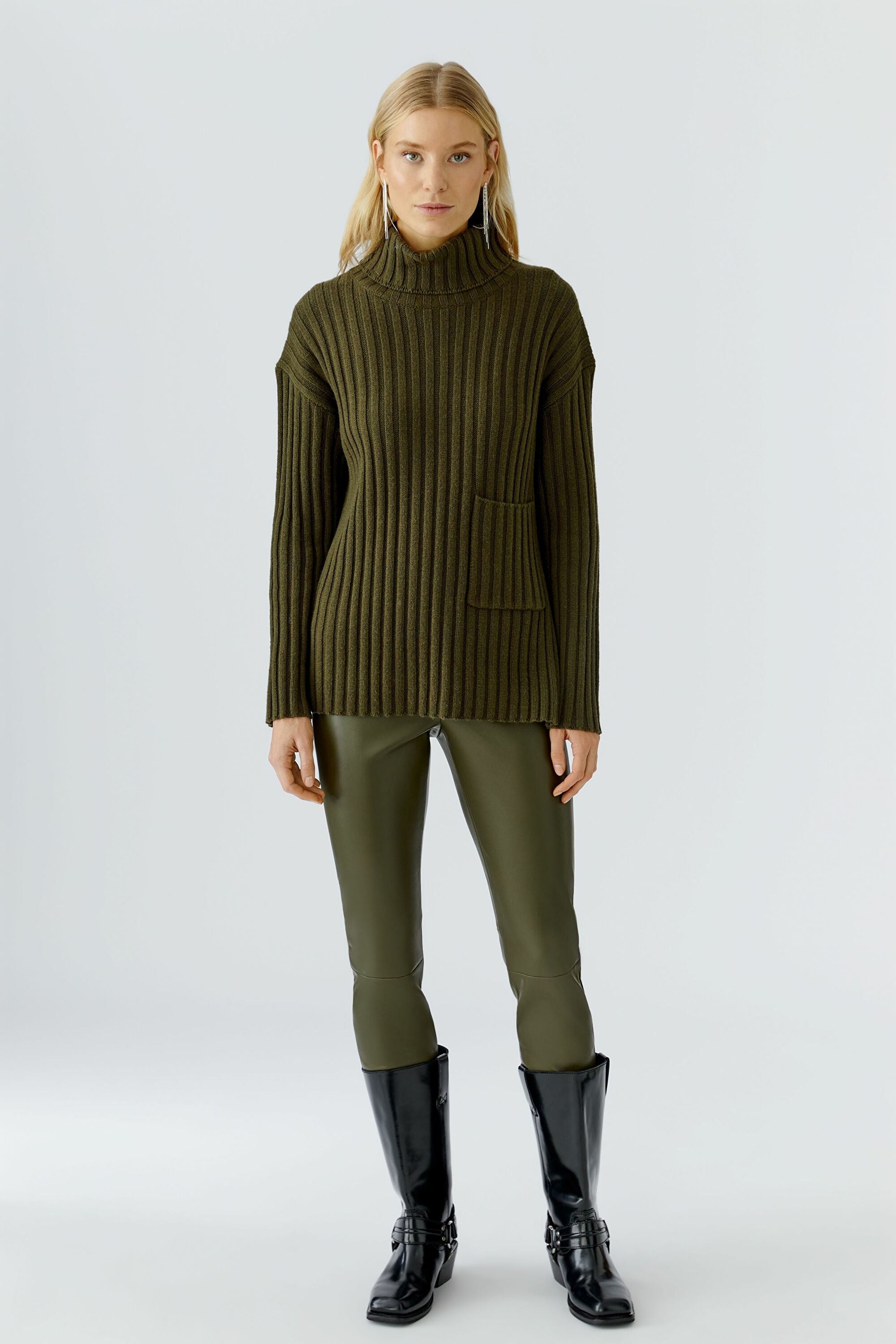 Oui Strickpullover Khaki