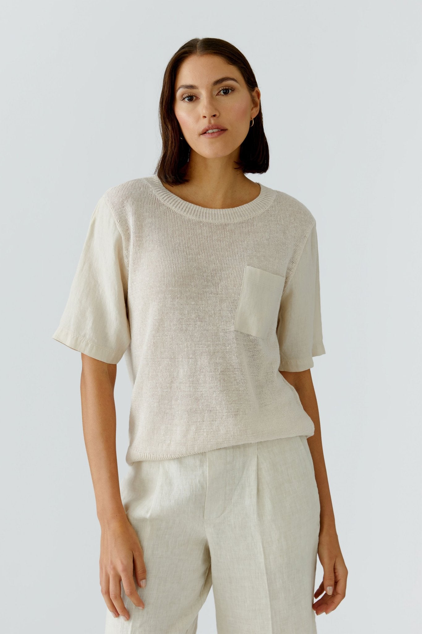 Oui Strickpullover Biscuit