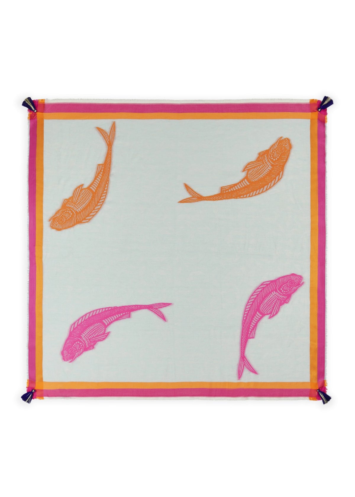 Jacquard-Tuch mit Fisch Motiven
