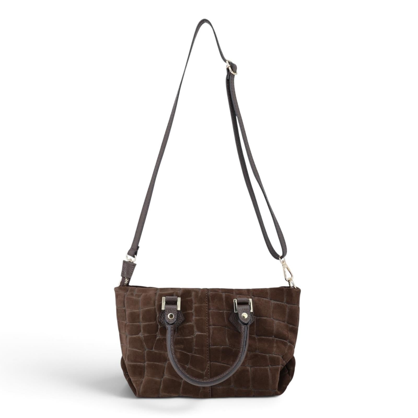 Wildleder Tasche mit Krokoprägung