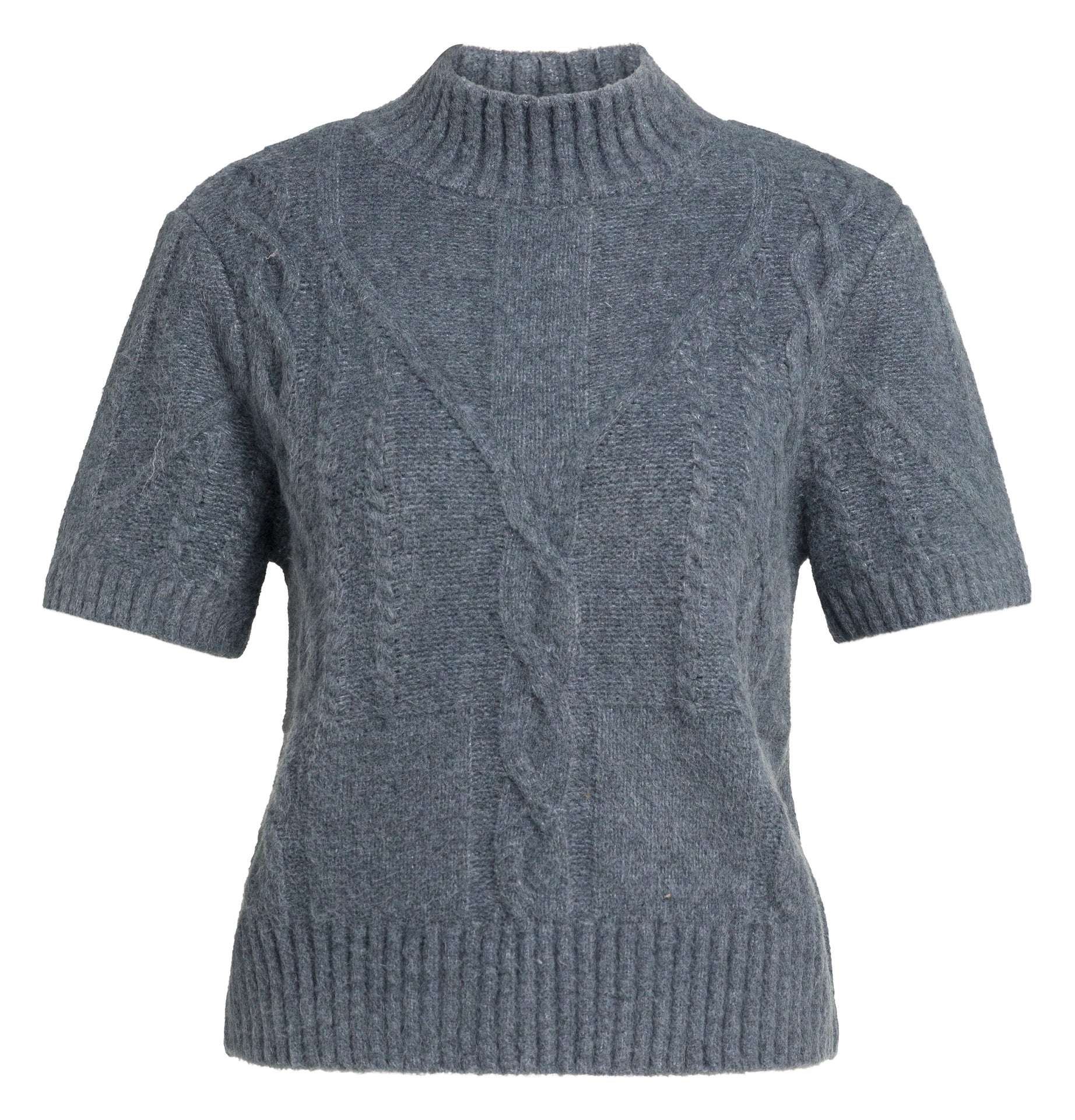 Kurzarmpullover mit Zopfmuster