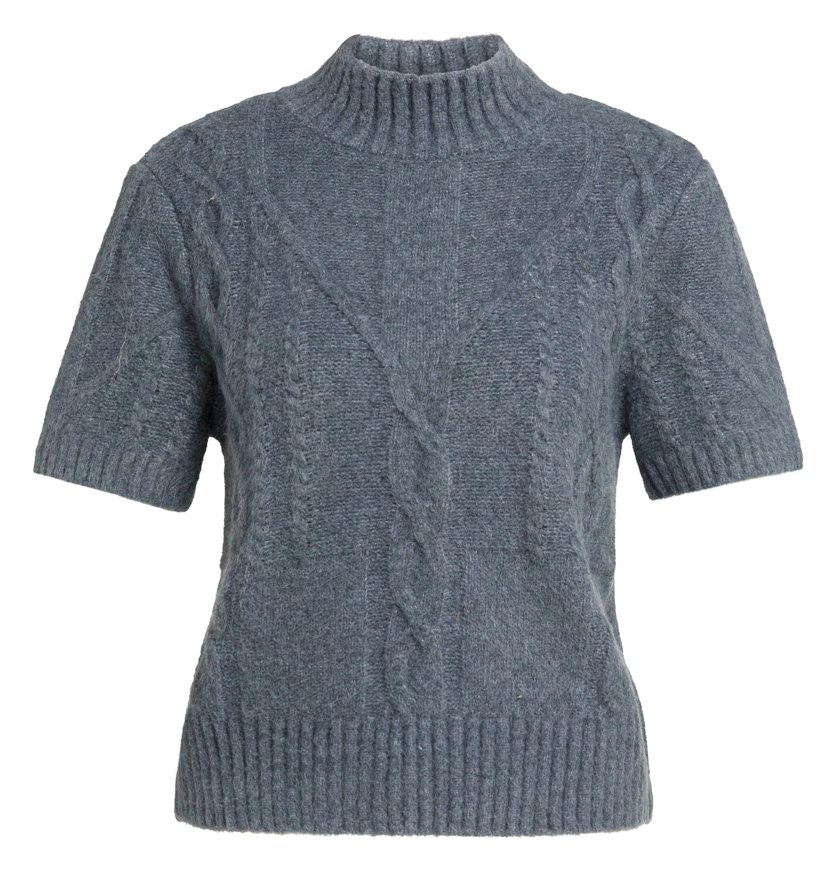 Kurzarmpullover mit Zopfmuster