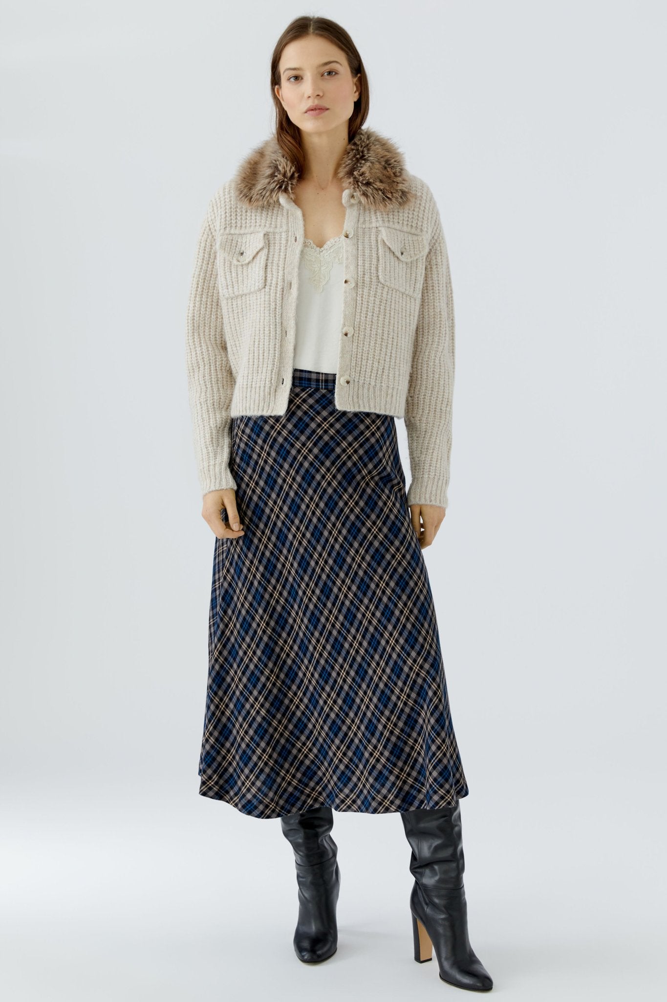 Oui Strickjacken Light Beige Mel