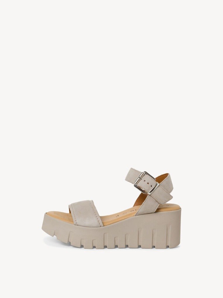 Tamaris Schuhe Taupe Suede