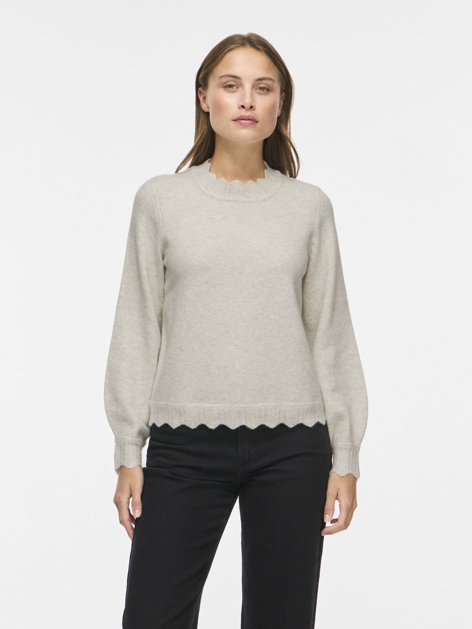 VILA Strickpullover Super Light Natural Melan