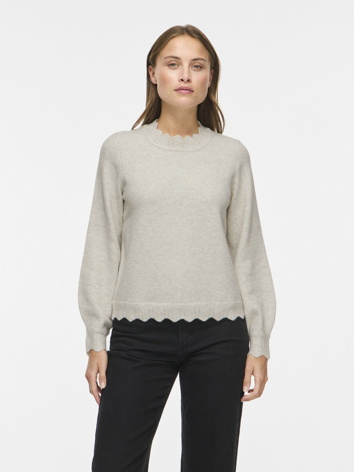 VILA Strickpullover Super Light Natural Melan