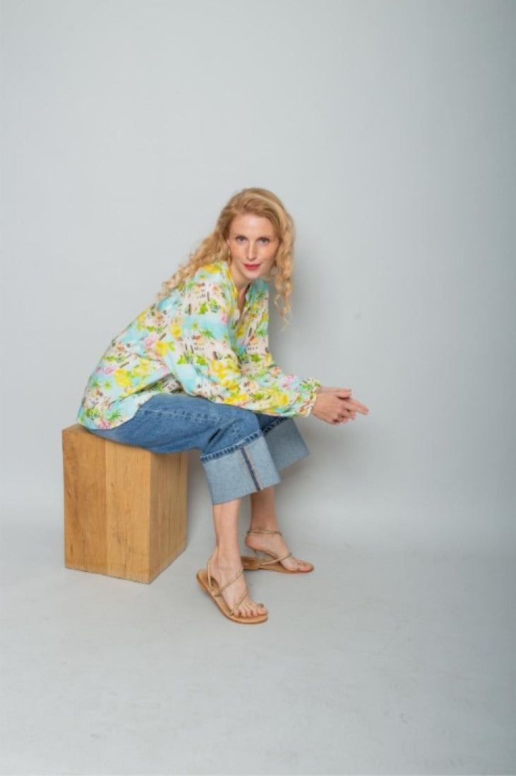 Bluse mit mediterranem Print