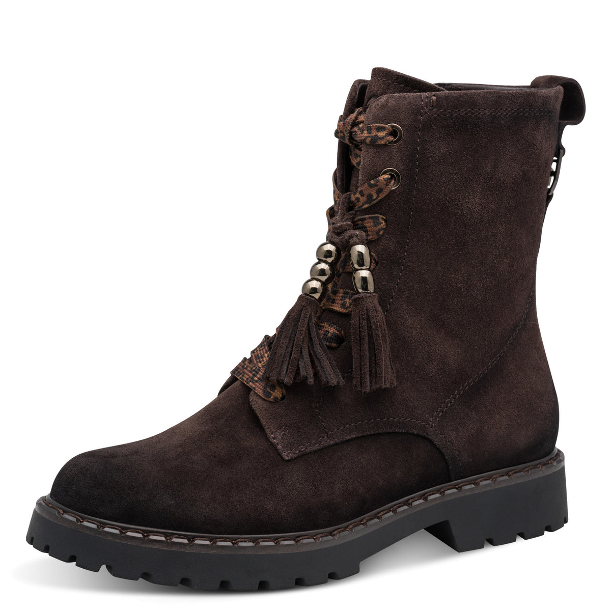 Lederstiefelette mit dekorativen Schnürsenkeln