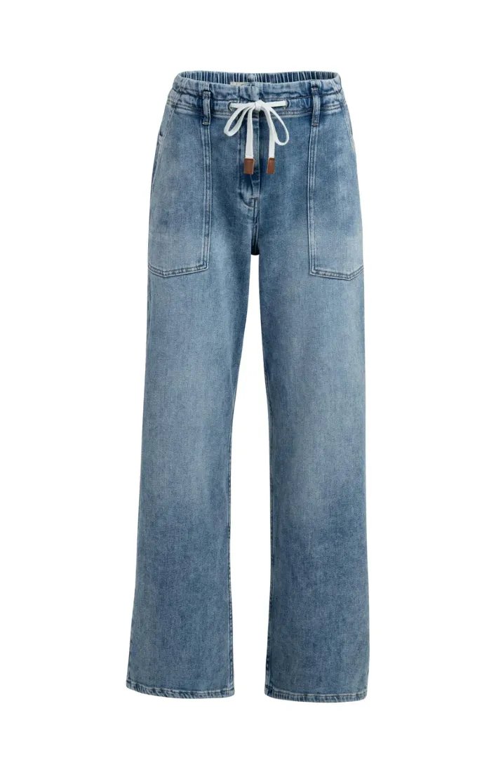 Jeans in lockerer Passform mit Tunnelzug im Bund