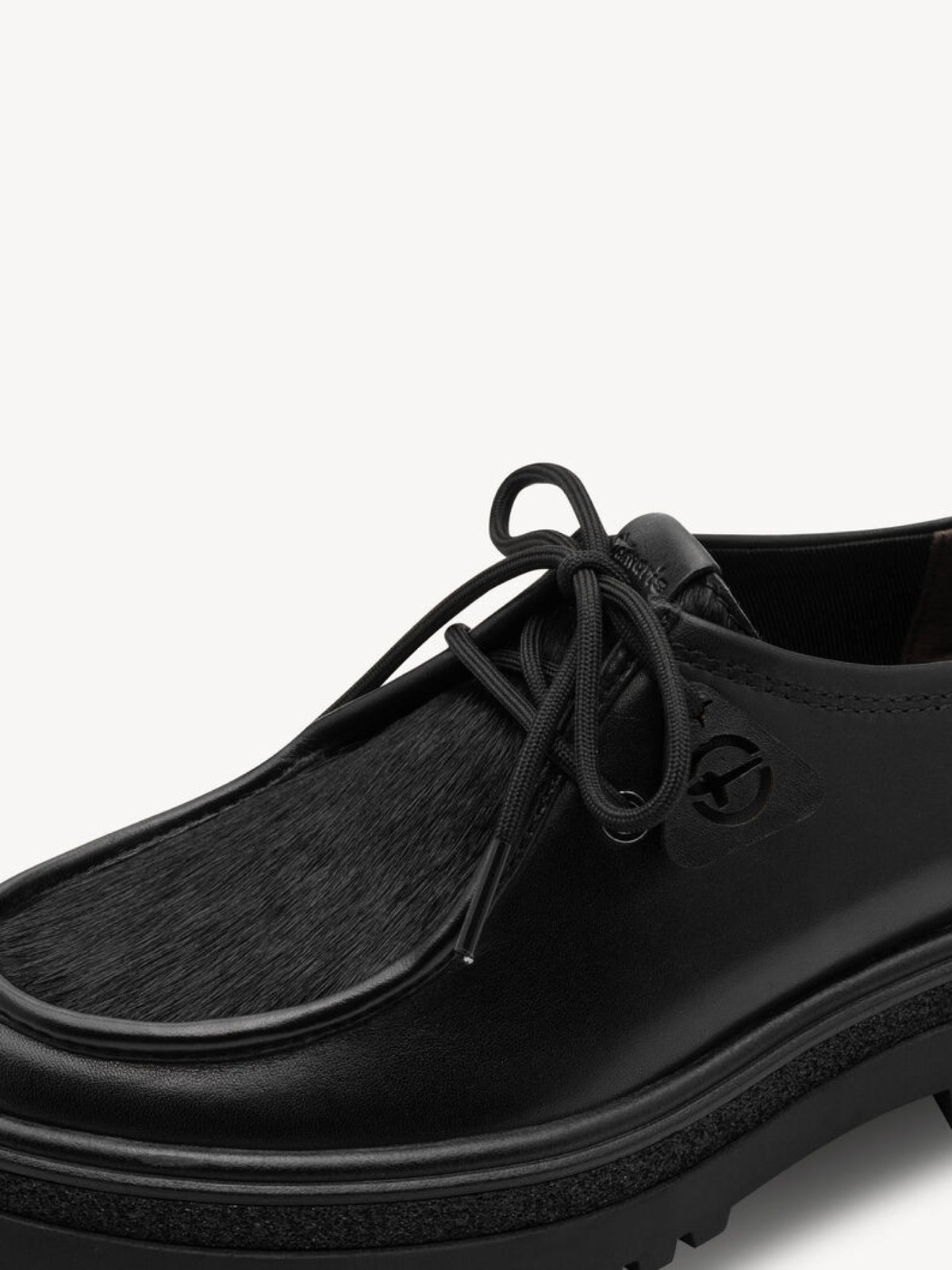 Leder-Halbschuh mit Fellimitat