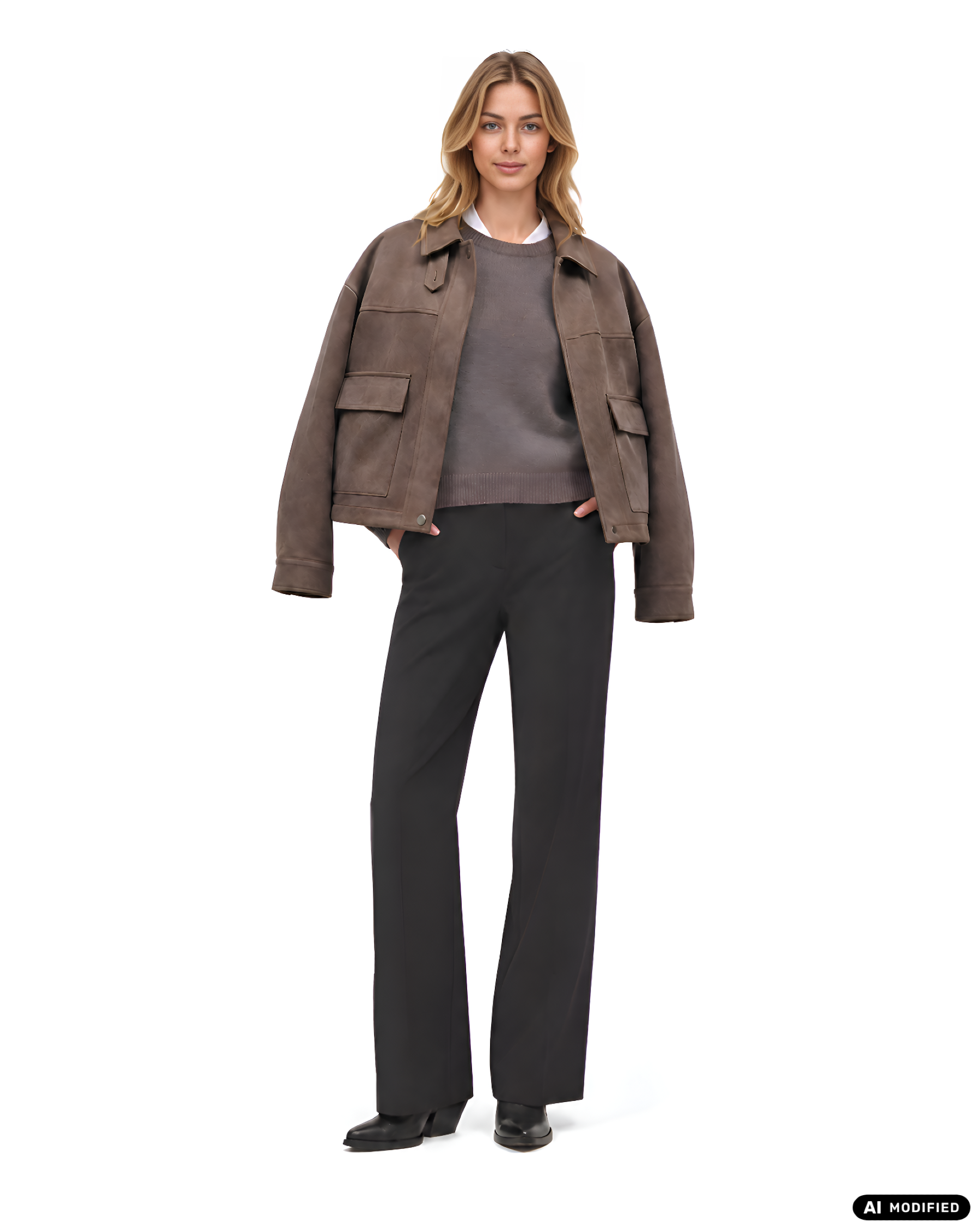 Jacke in Veloursleder-Optik