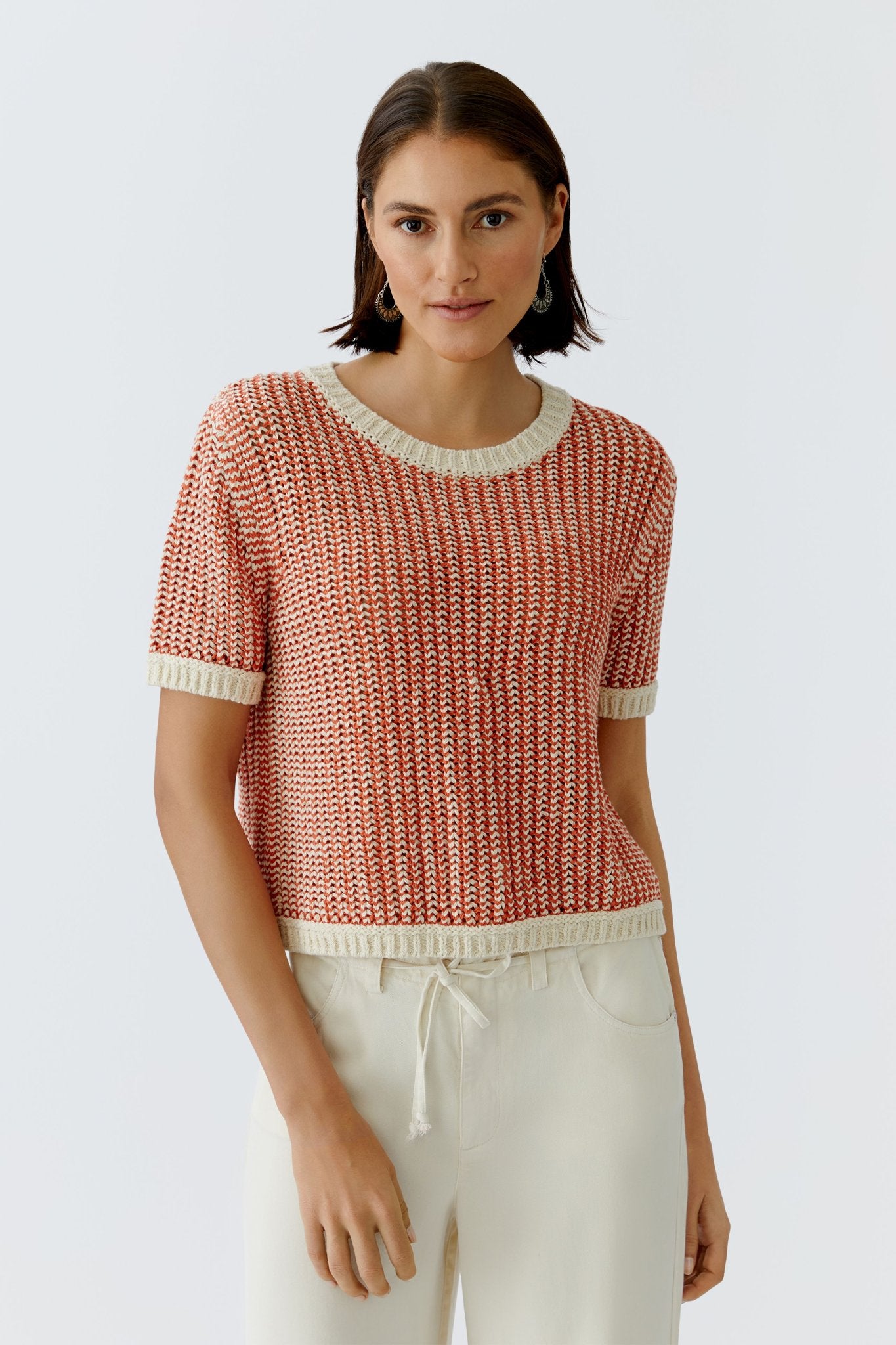 Oui Strickpullover Offwhite Aprico
