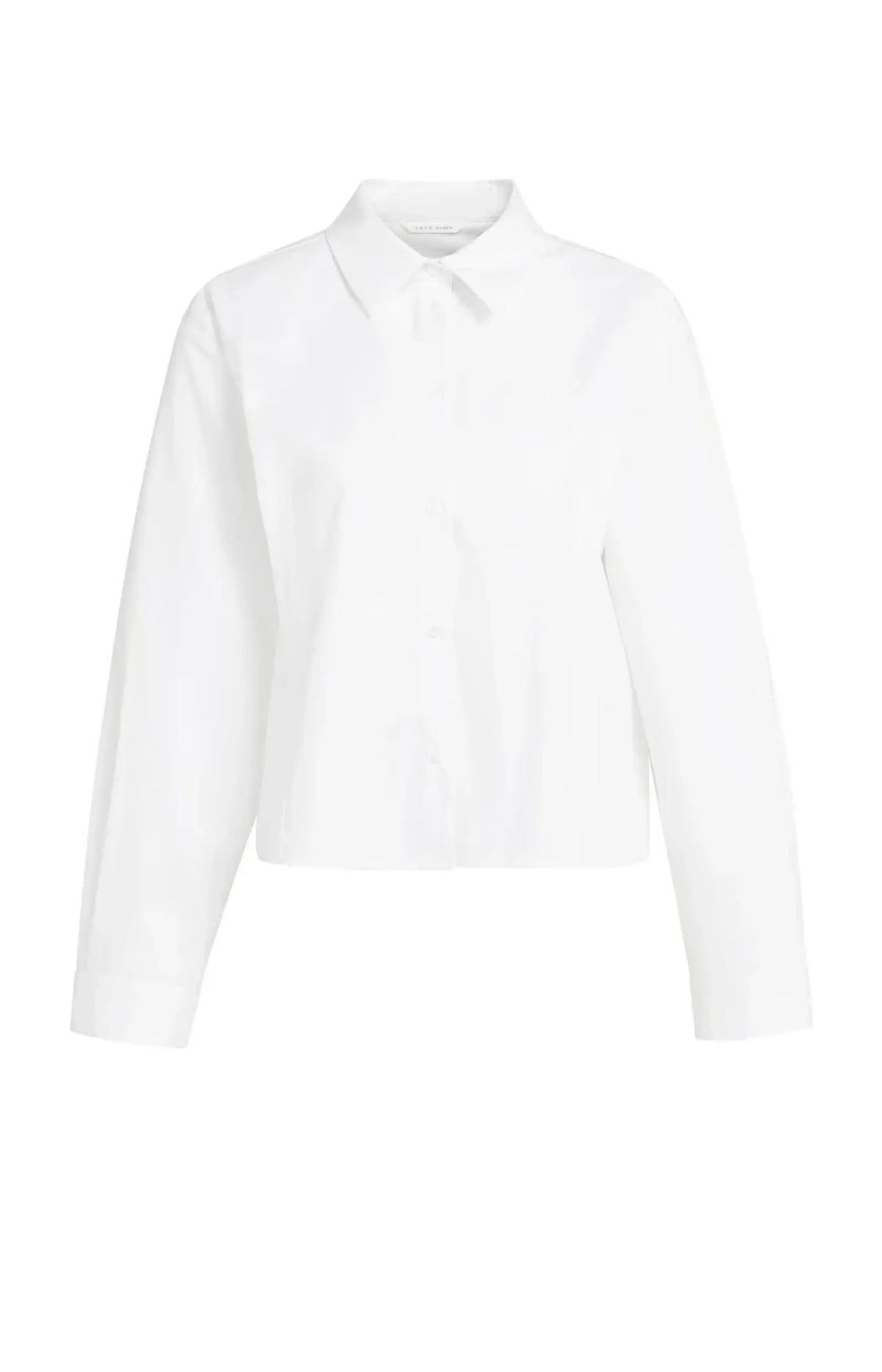 Langärmelige Popeline-Bluse mit verstellbarem Saum
