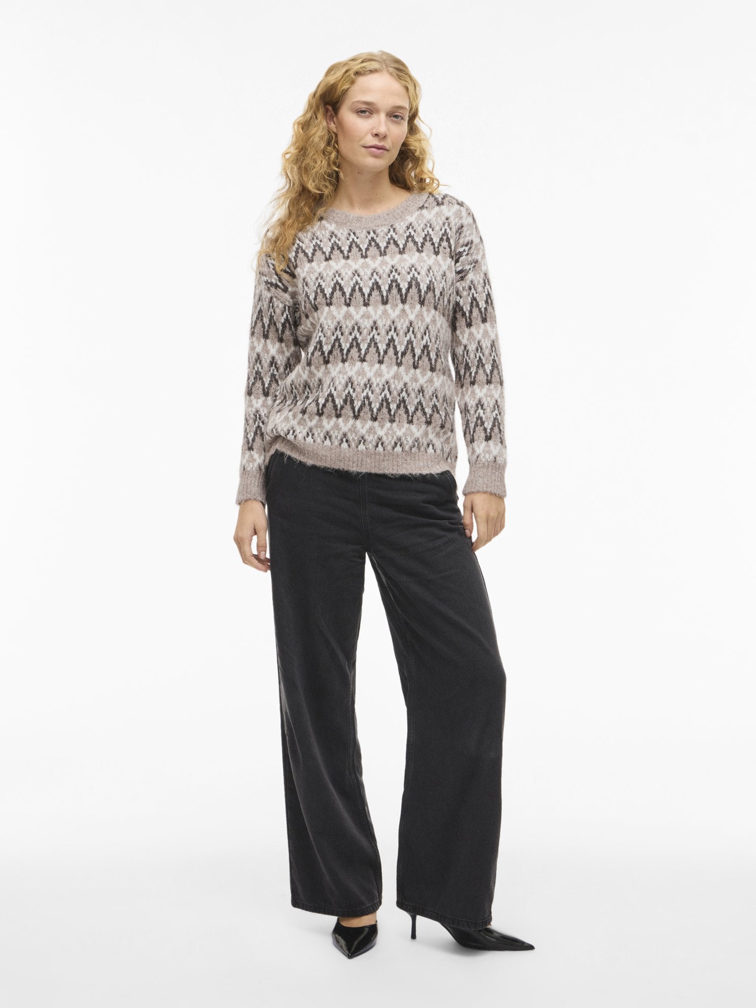 VILA Strickpullover Natural Melange/Melange