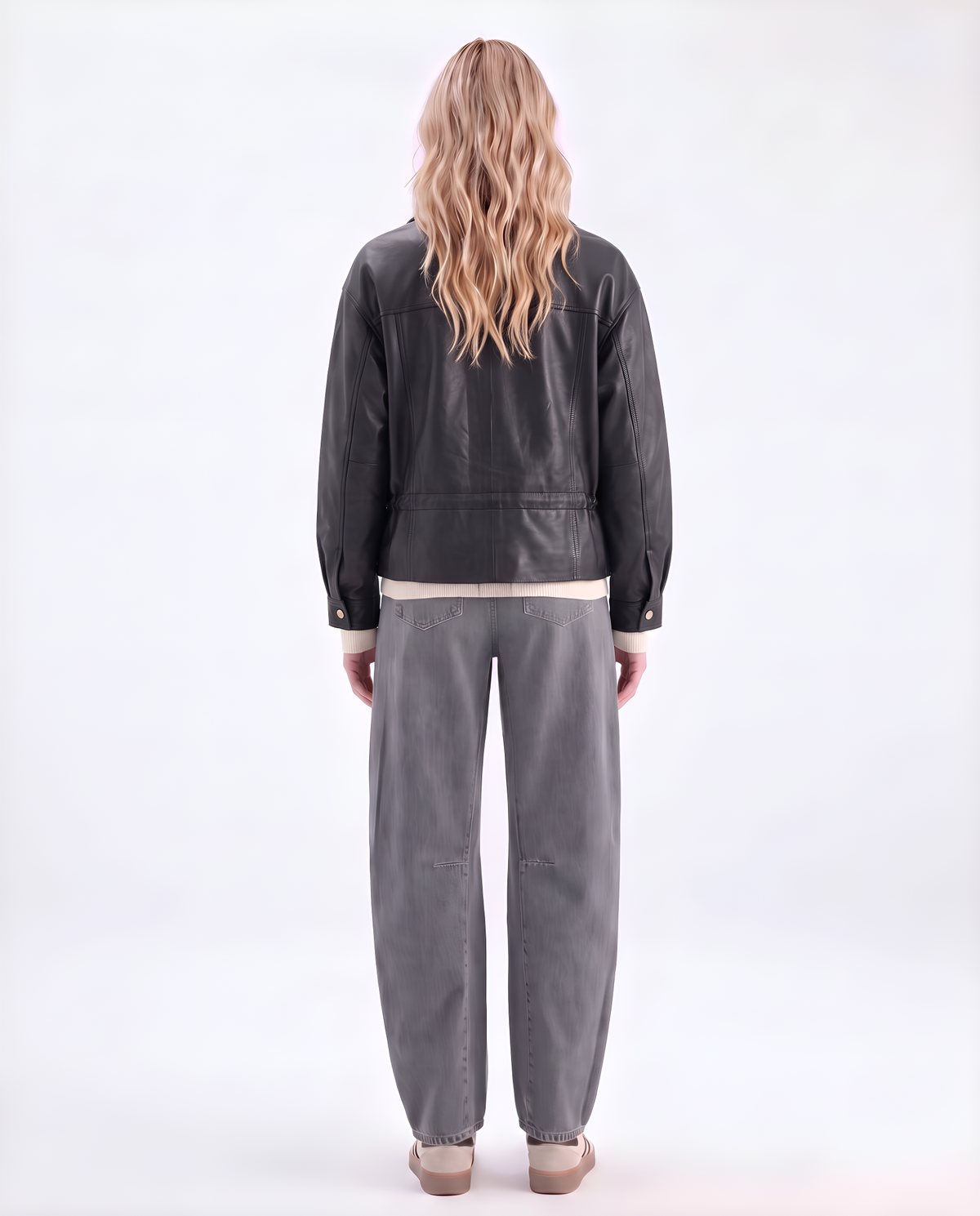 Kunstlederjacke mit Bindeschlaufen