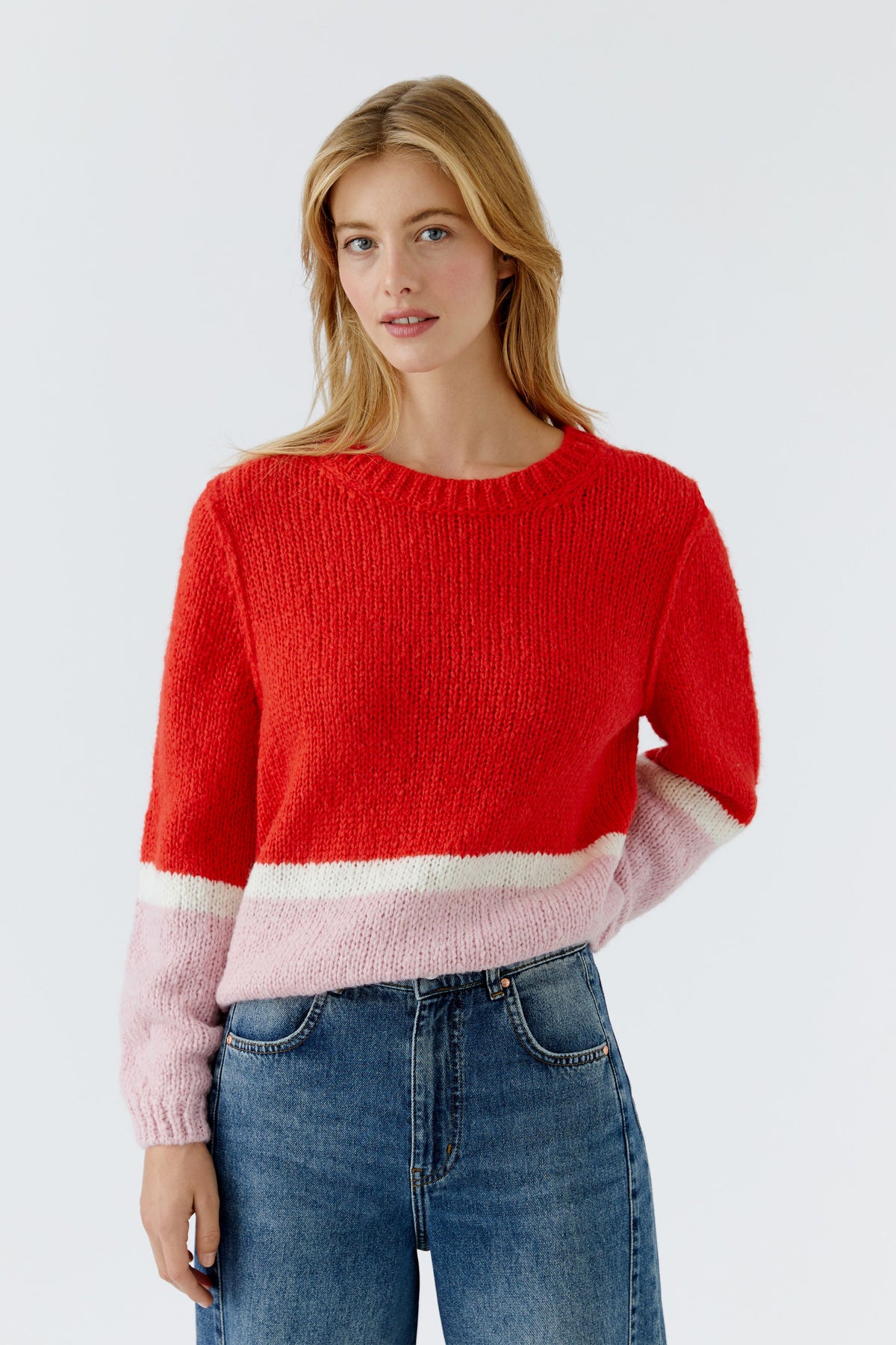 Oui Strickpullover Red Rose