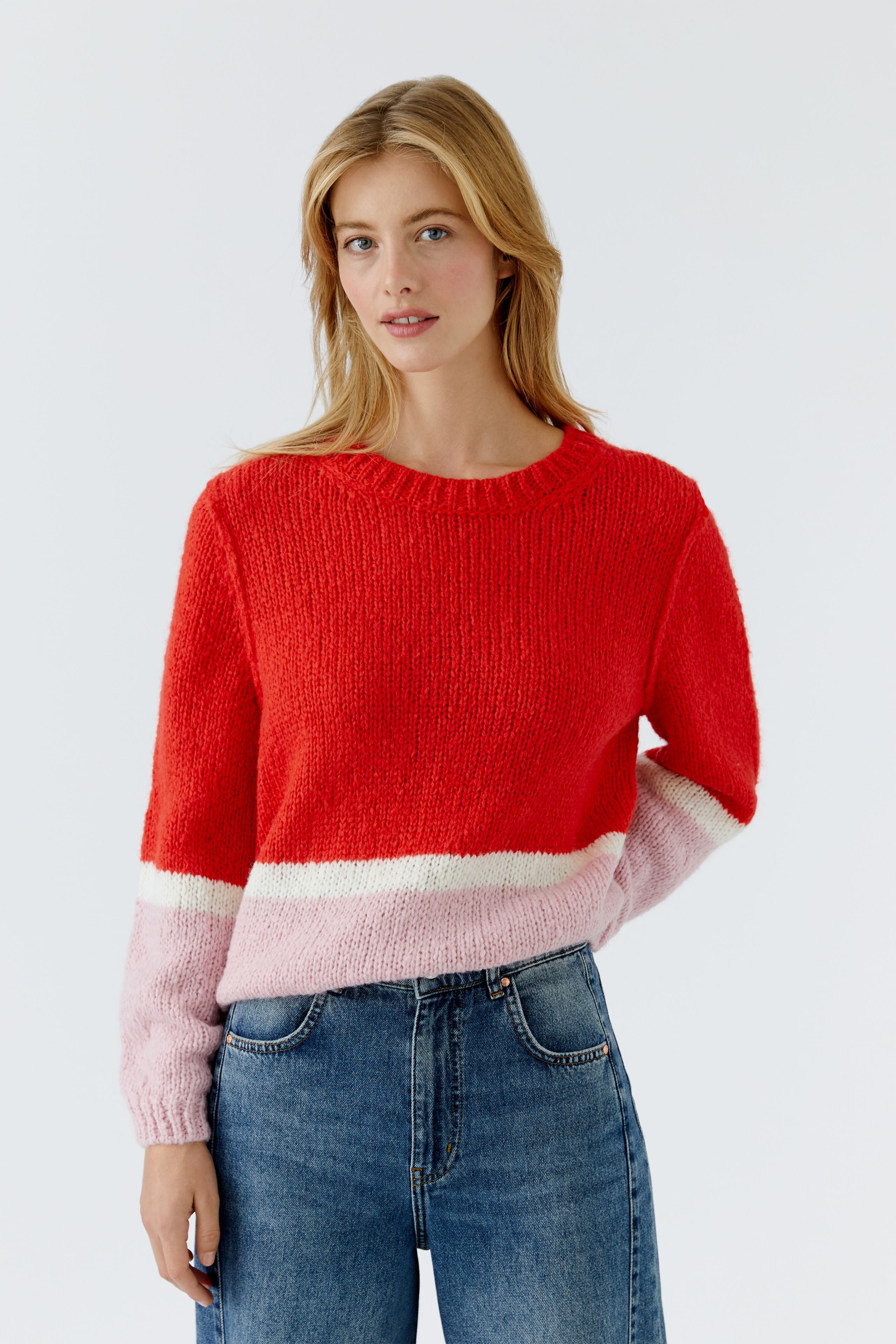 Oui Strickpullover Red Rose