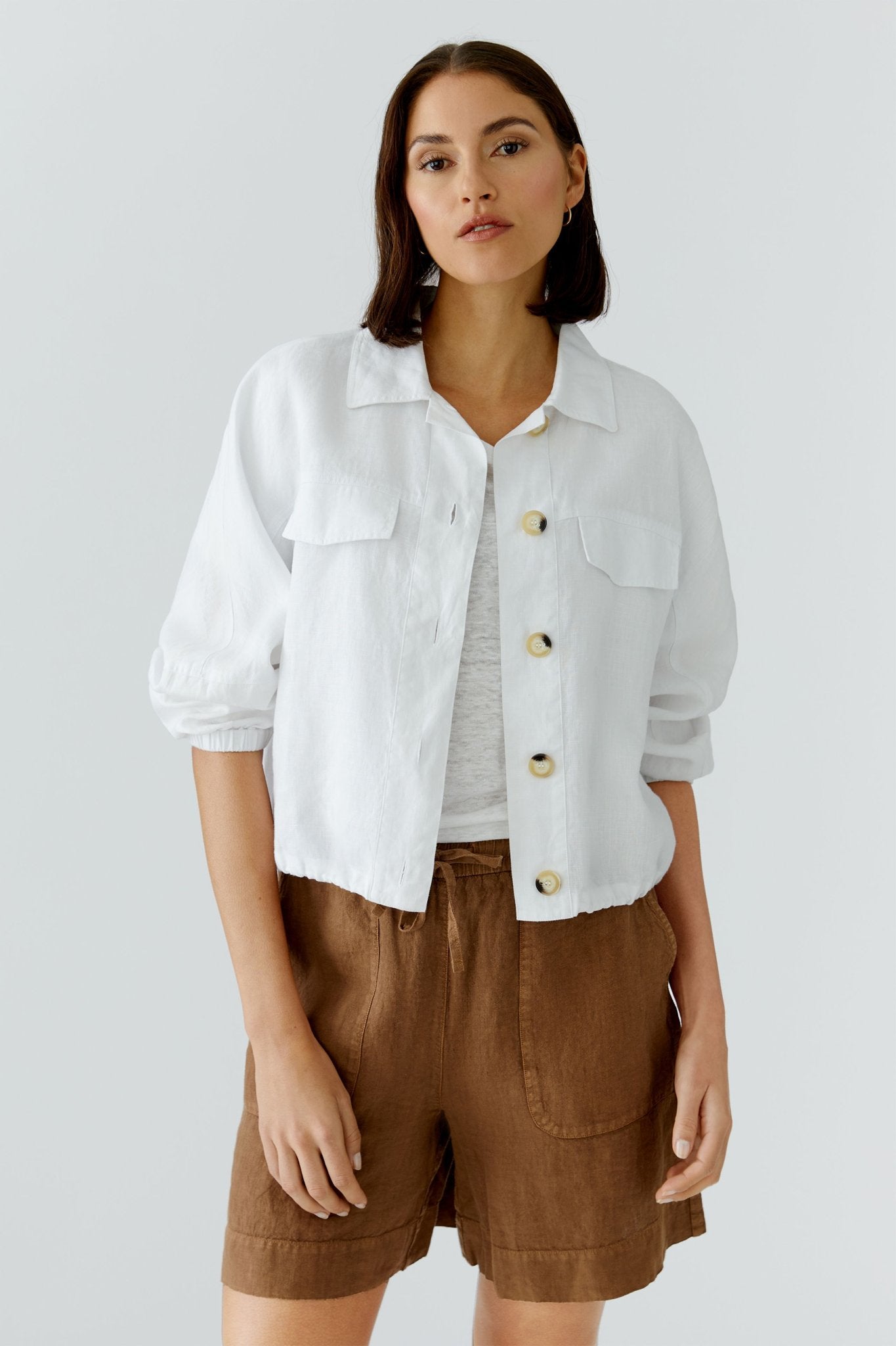 Leinenjacke mit Knopfleiste