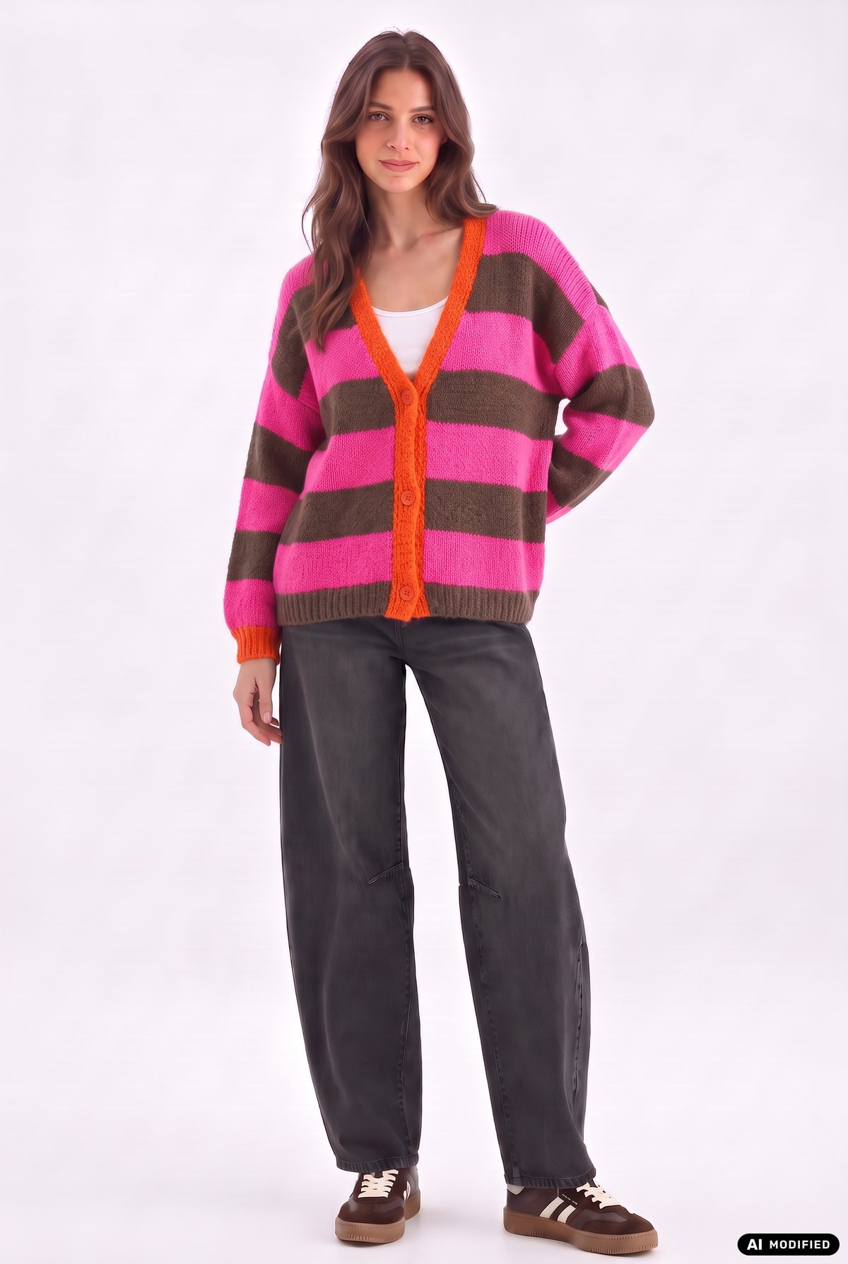 Strickjacke mit Blockstreifen