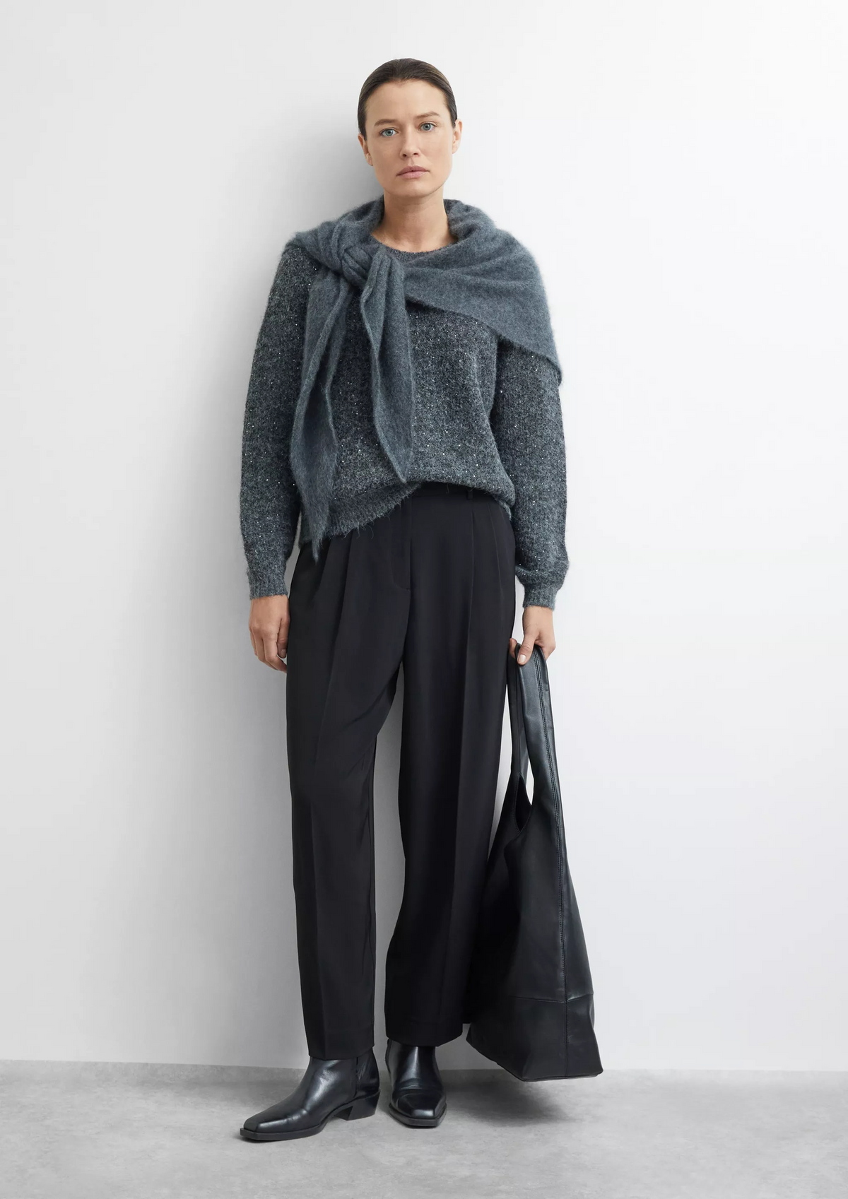 Comma Strickpullover Grey/Black