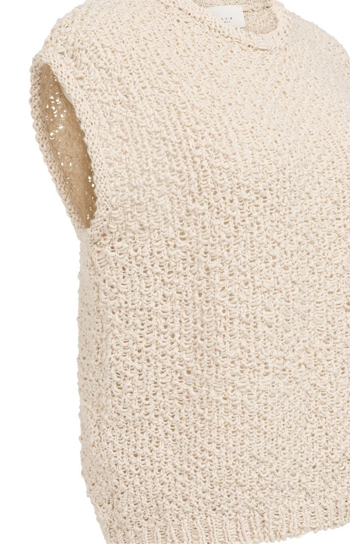 Ärmelloser Pullover mit offenem Strickmuster