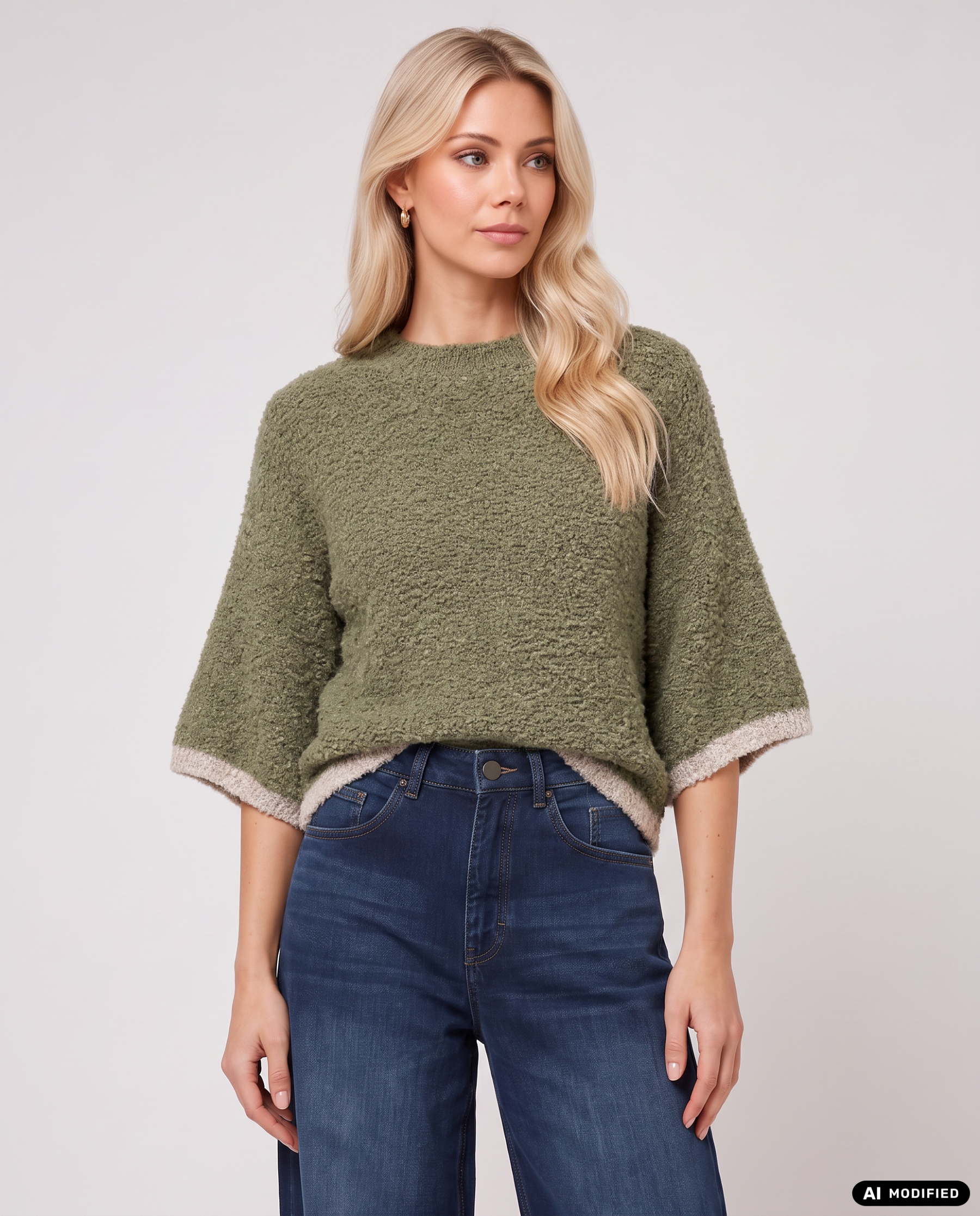 Strickpullover mit Kontrastblenden