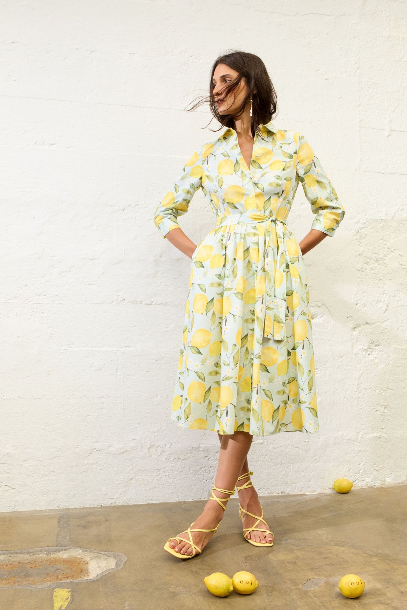 Hemdblusenkleid mit Zitronen-Print