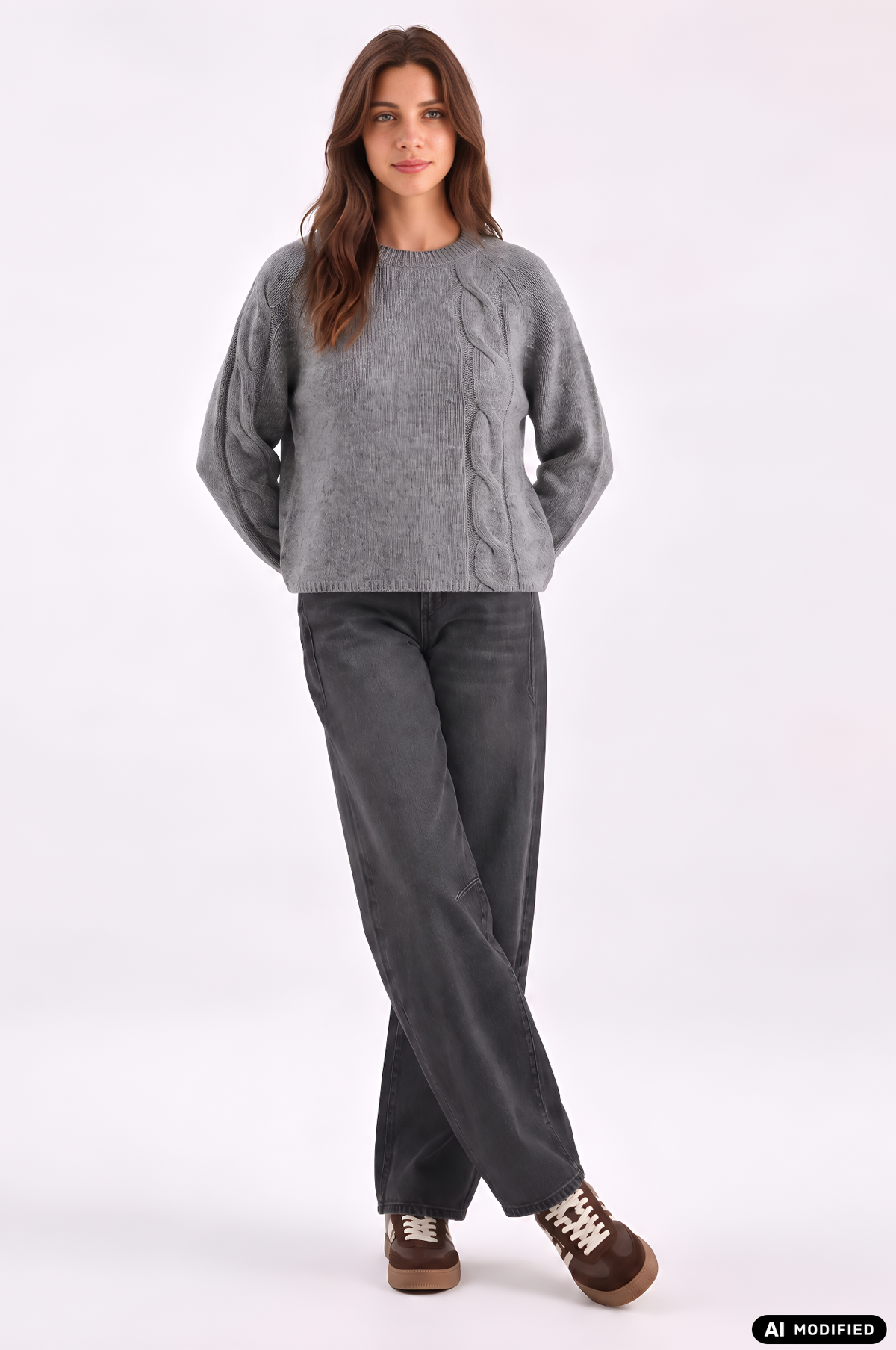 Strickpullover mit Zopfmuster