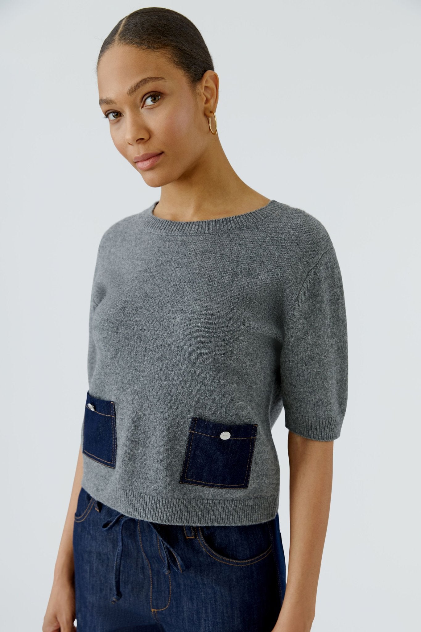 Oui Strickpullover Grey