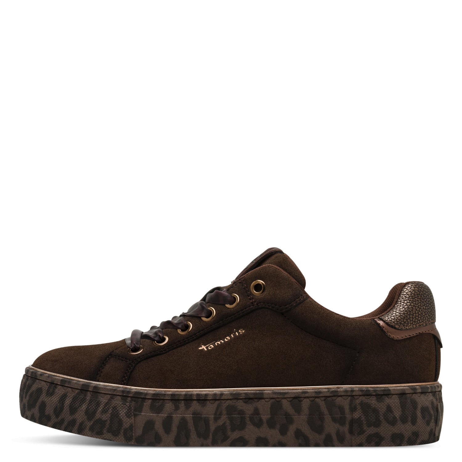 Leder Sneaker mit Leo-Print Sohle