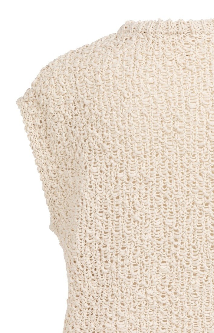 Ärmelloser Pullover mit offenem Strickmuster