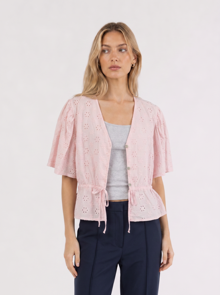 Bluse mit Blumenstrickerei