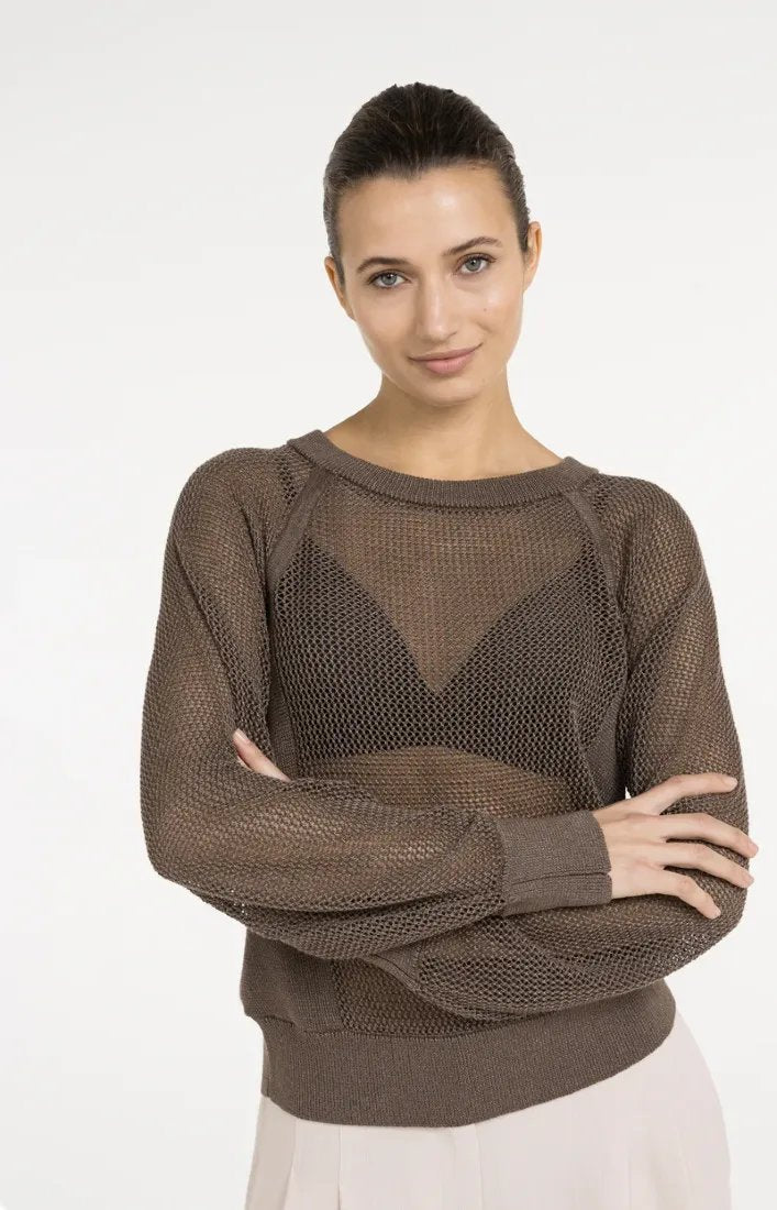 Strickpullover in Netzoptik mit Raglanärmeln