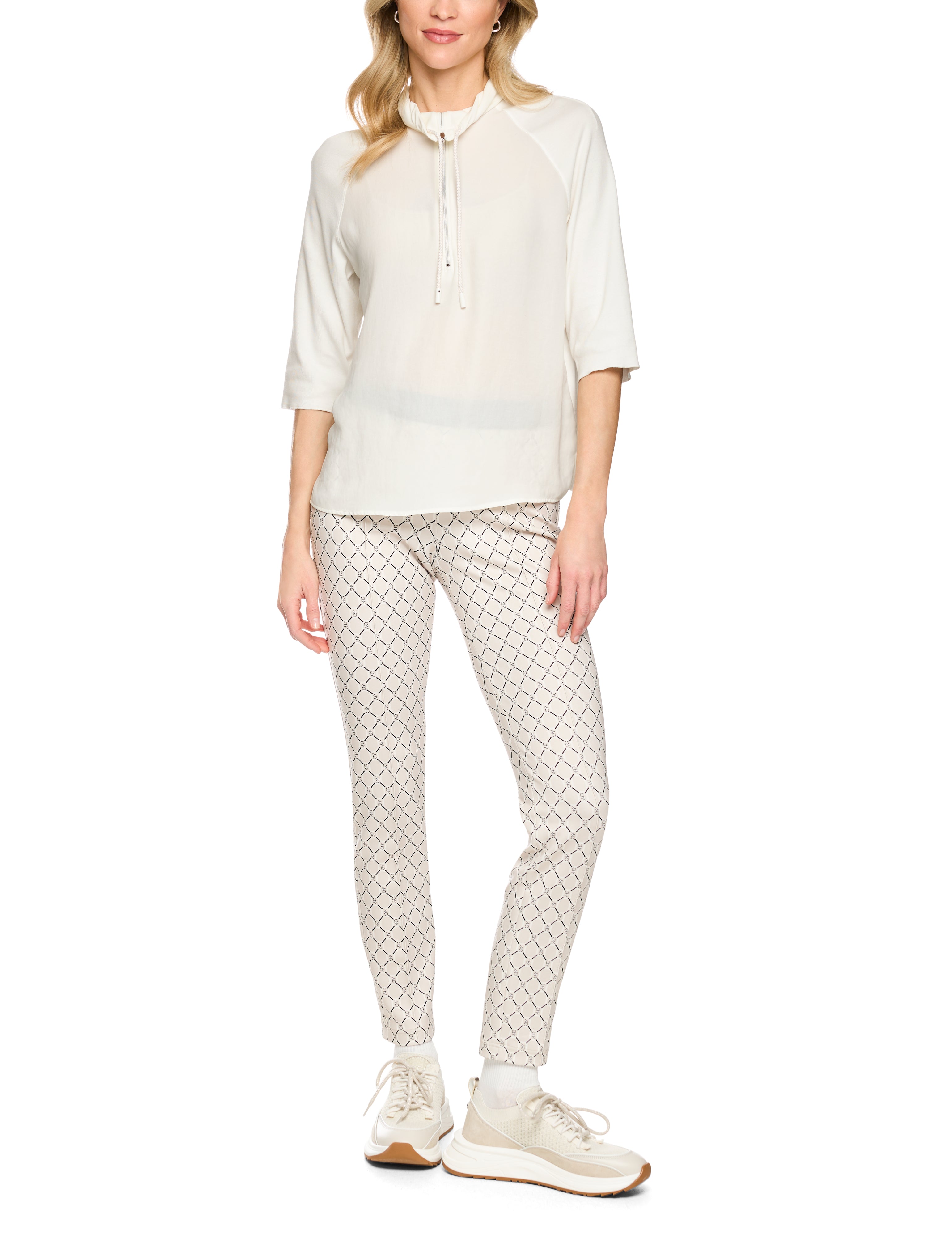 Troyer-Blusenshirt mit Feinripp