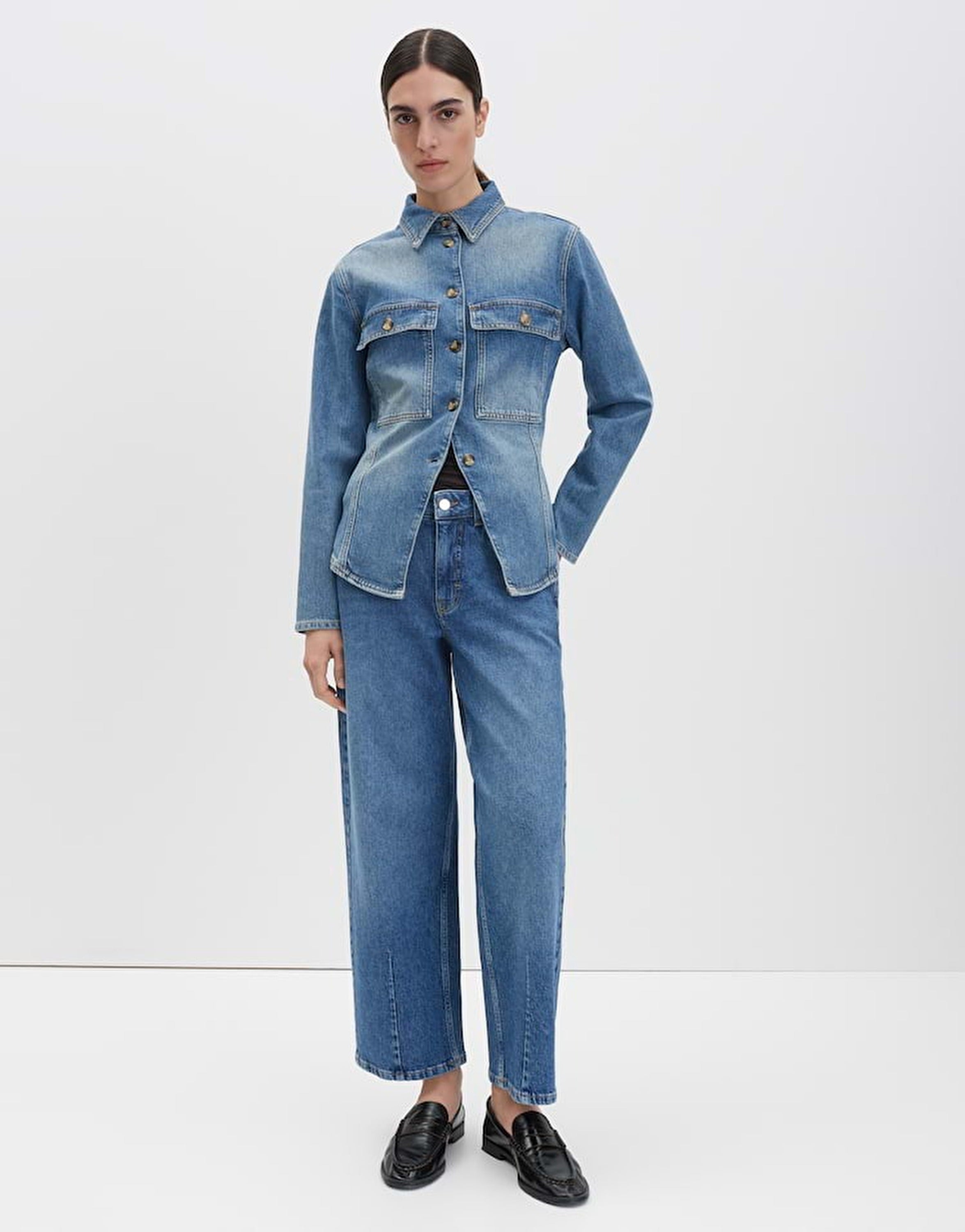 someday Mom Fit Mid Drift Blue