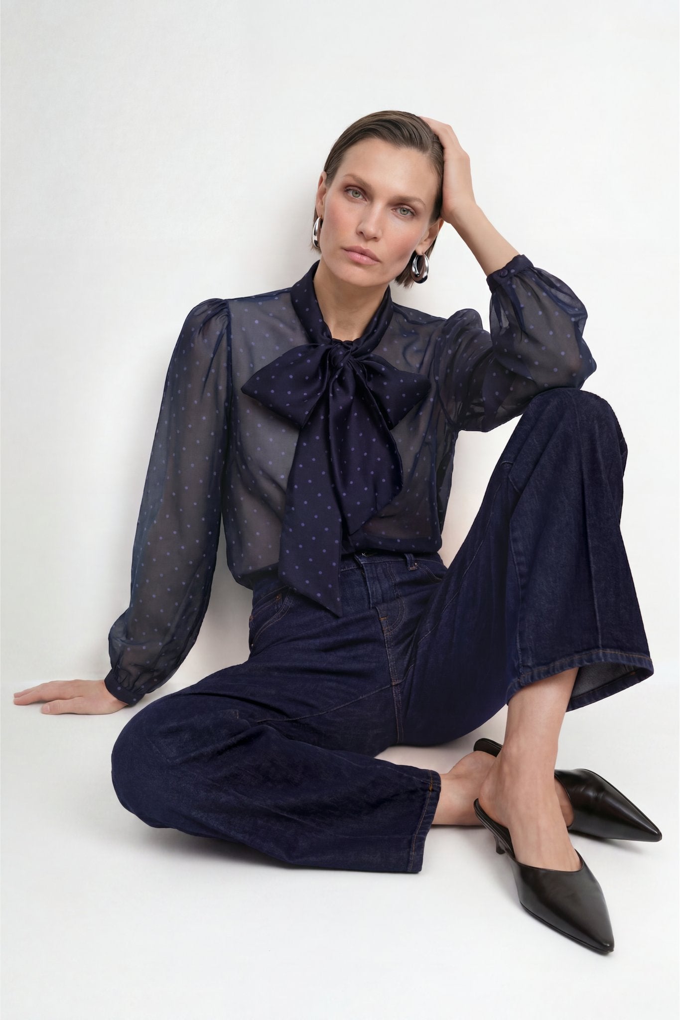 Chiffon-Bluse mit Schluppe