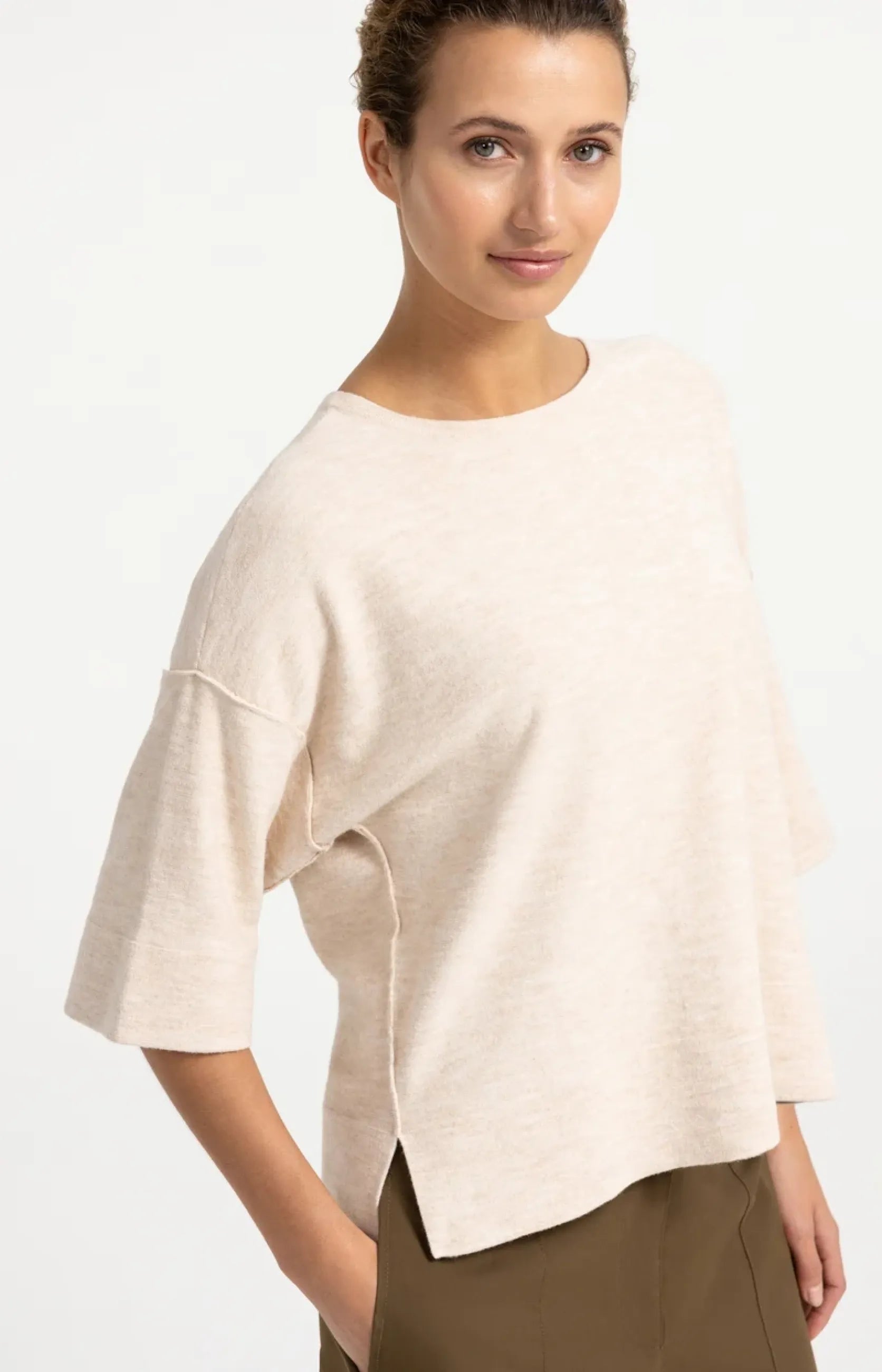 Oversize-Shirt aus Feinstrick mit halblangen Ärmeln