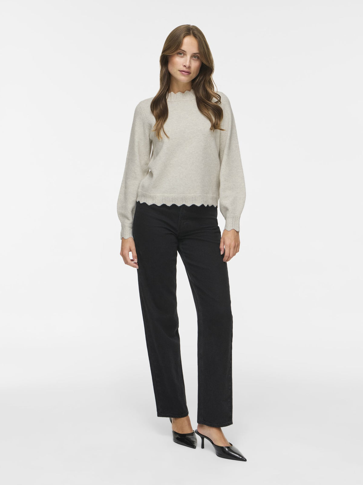 VILA Strickpullover Super Light Natural Melan