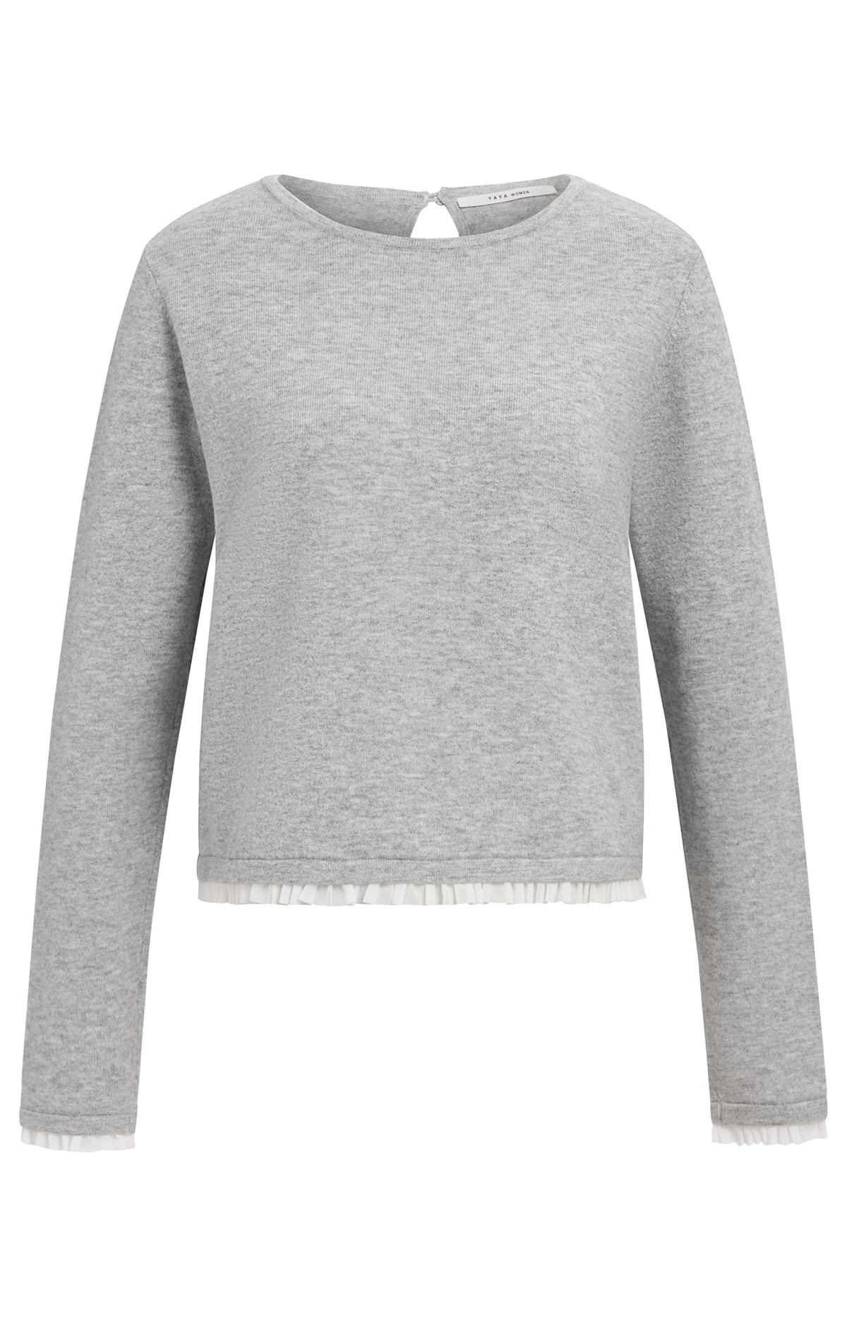 Feinstrick-Pullover mit Rüschenborten