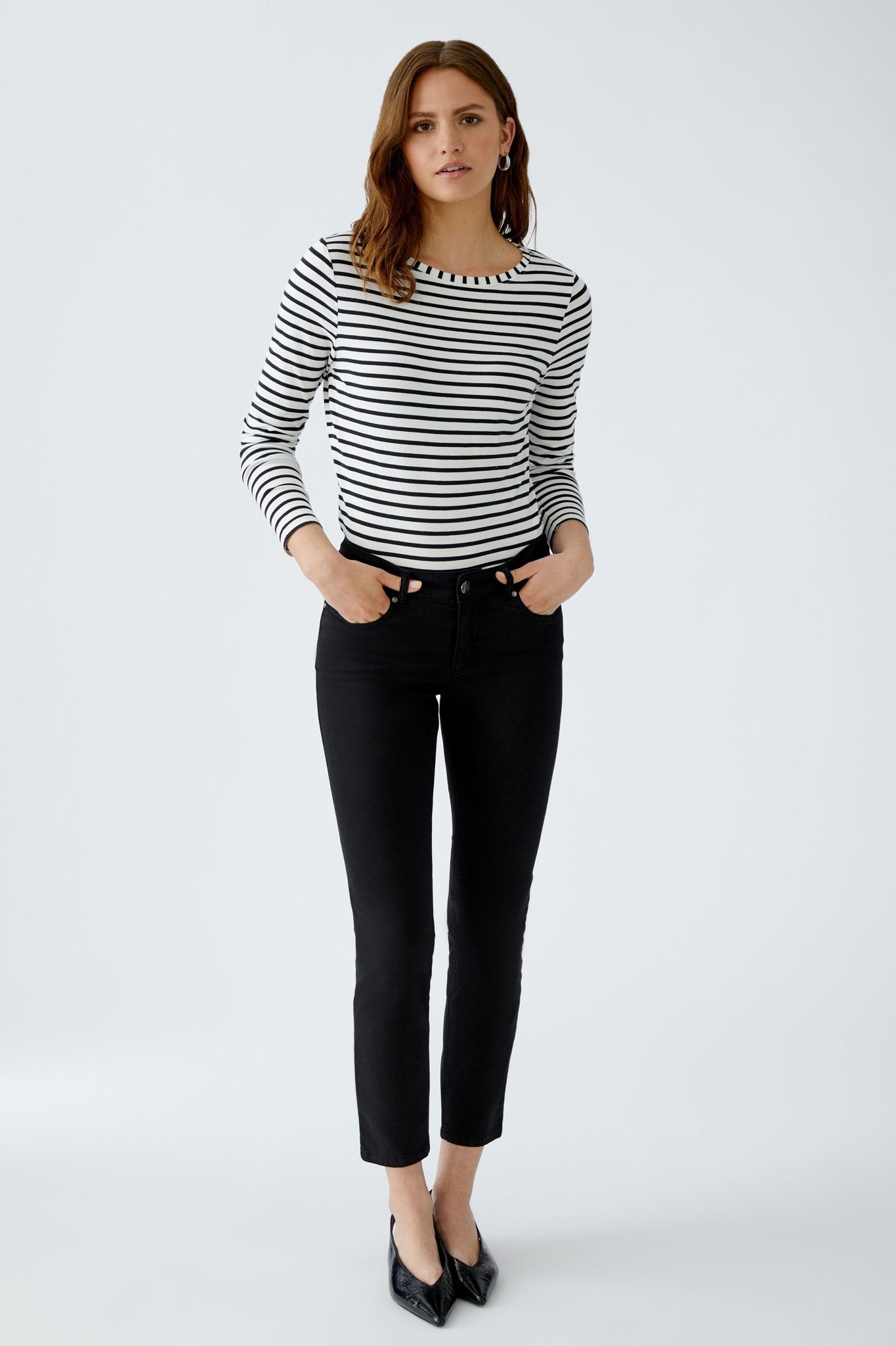 Oui Longsleeve Black Offwhite
