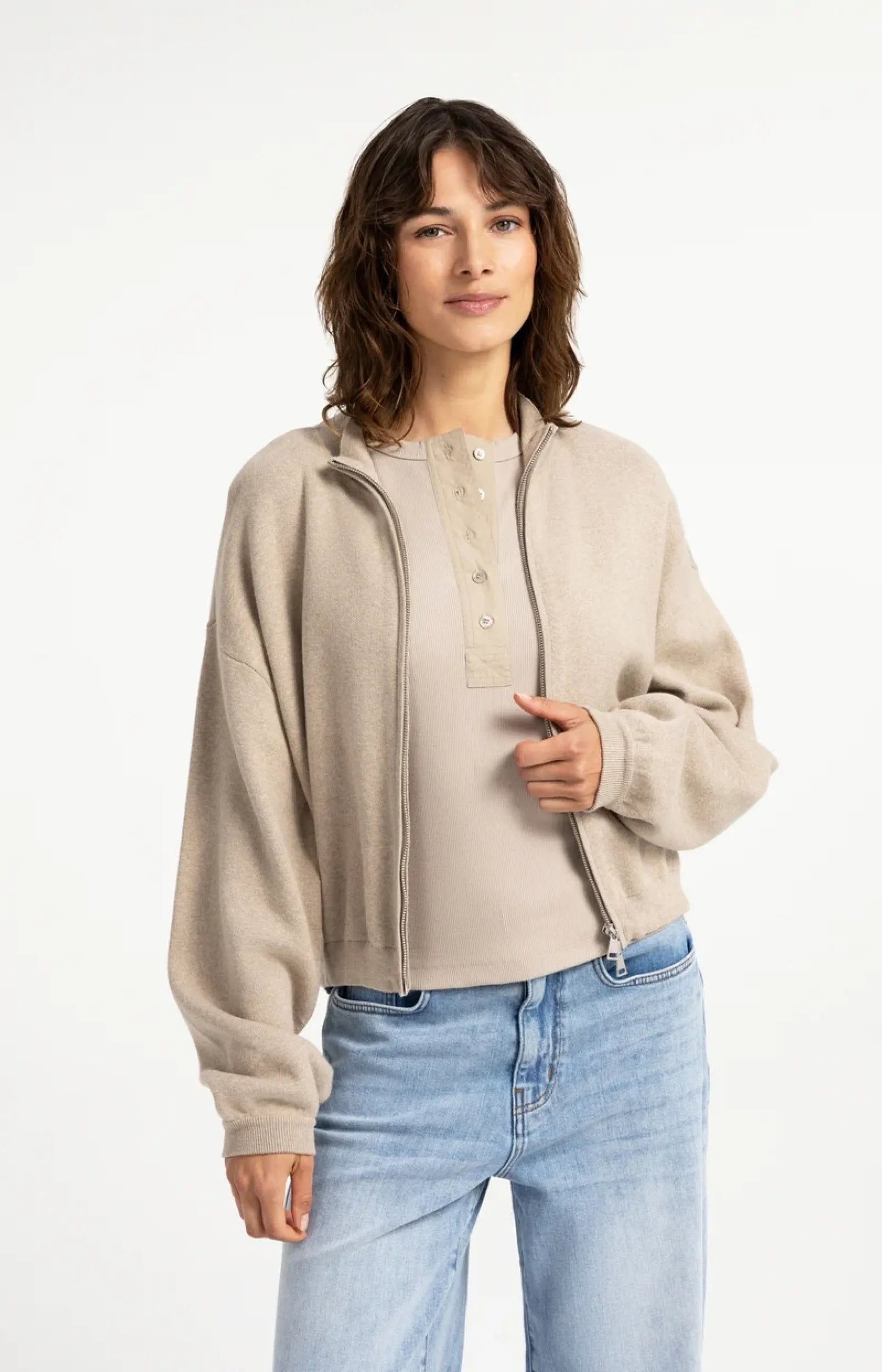 Strick-Cardigan mit Jacquardmuster und Reißverschluss