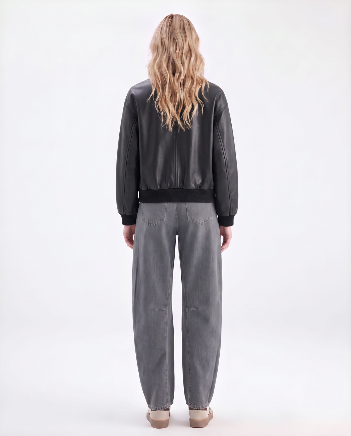 Kunstlederjacke mit Reißverschluss
