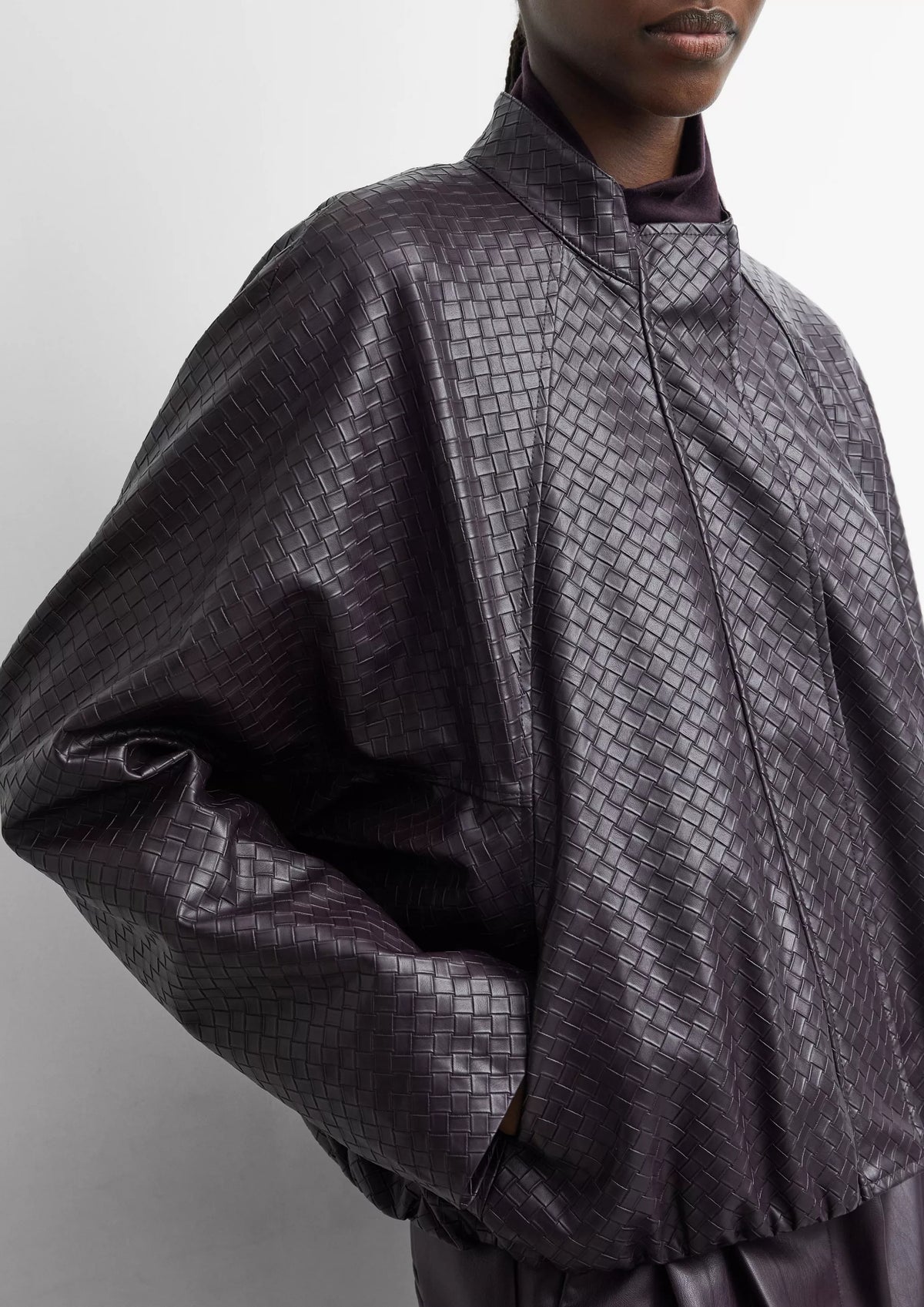 Lederimitatjacke mit Ballonsaum