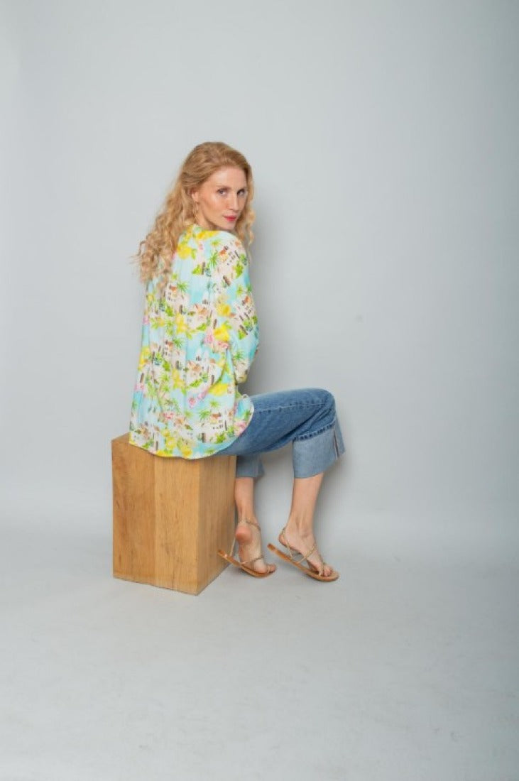 Bluse mit mediterranem Print