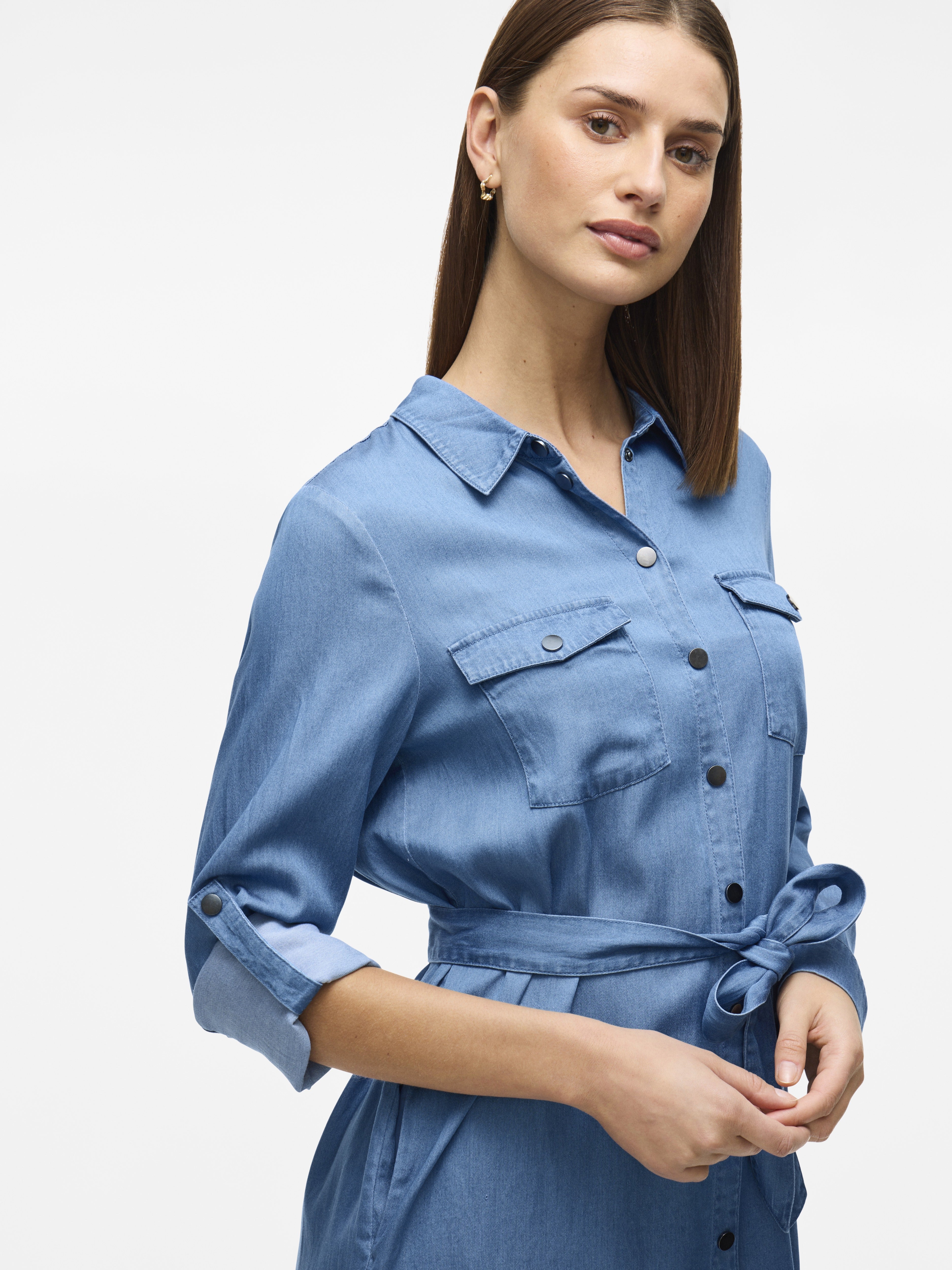 VILA Kleider Medium Blue Denim