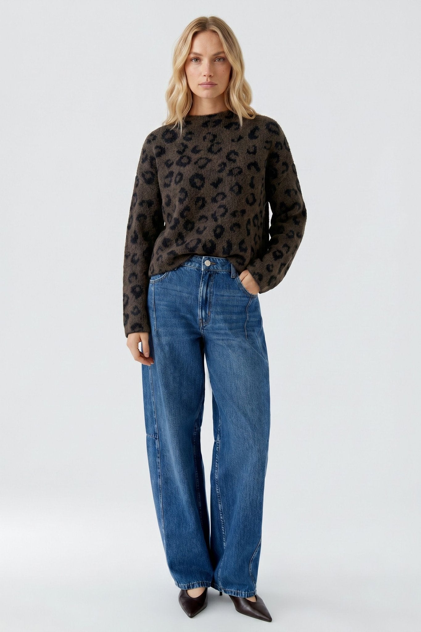 Strickpullover mit Leopardenprint