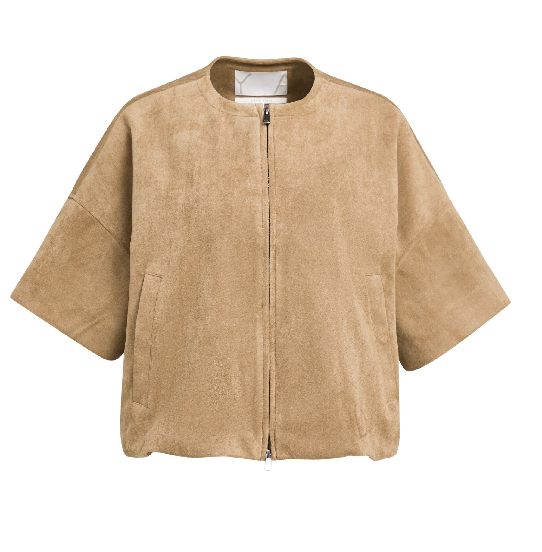 Kurzärmelige Oversize-Jacke aus Velourslederimitat