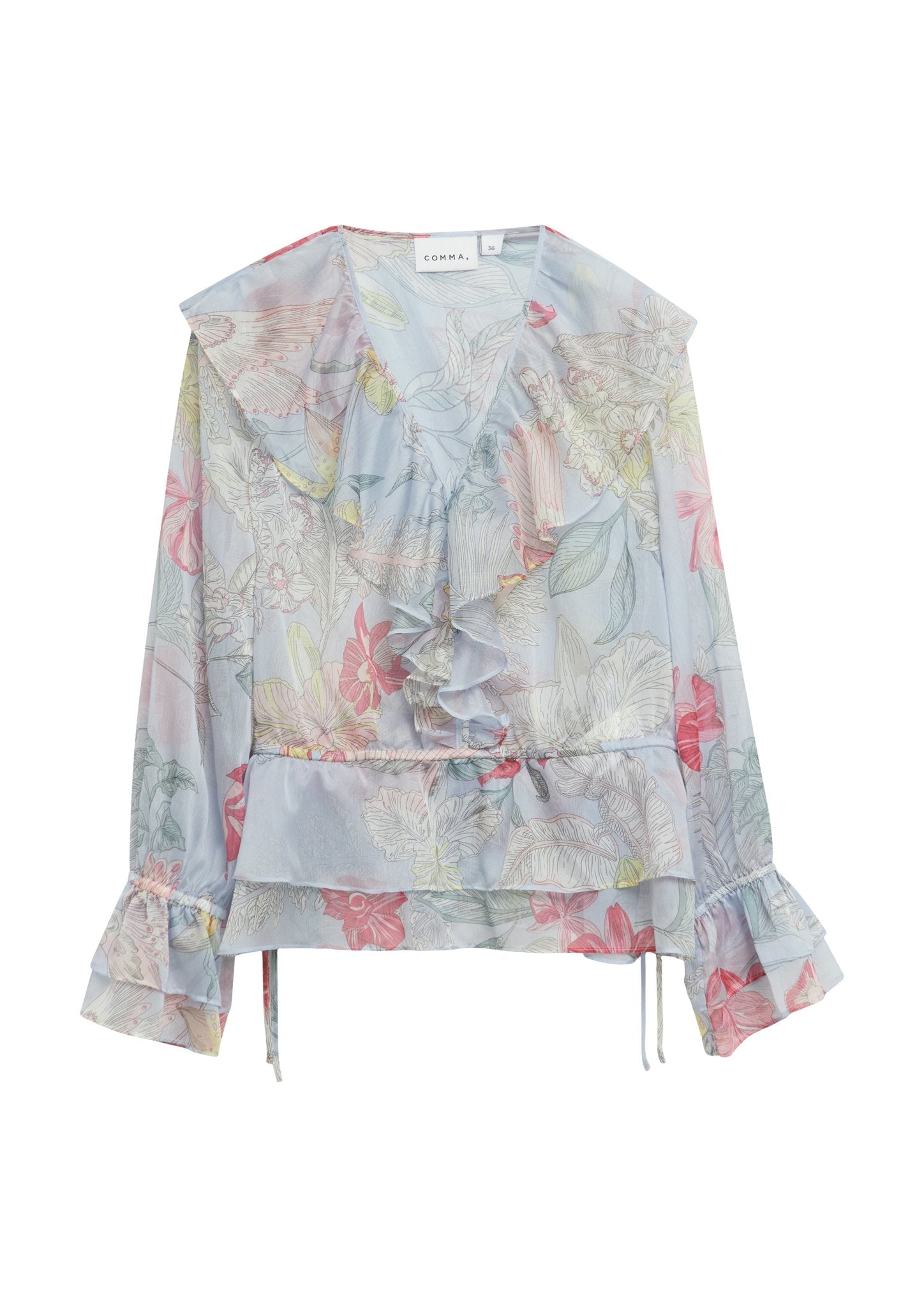 Chiffon-Bluse mit Volants